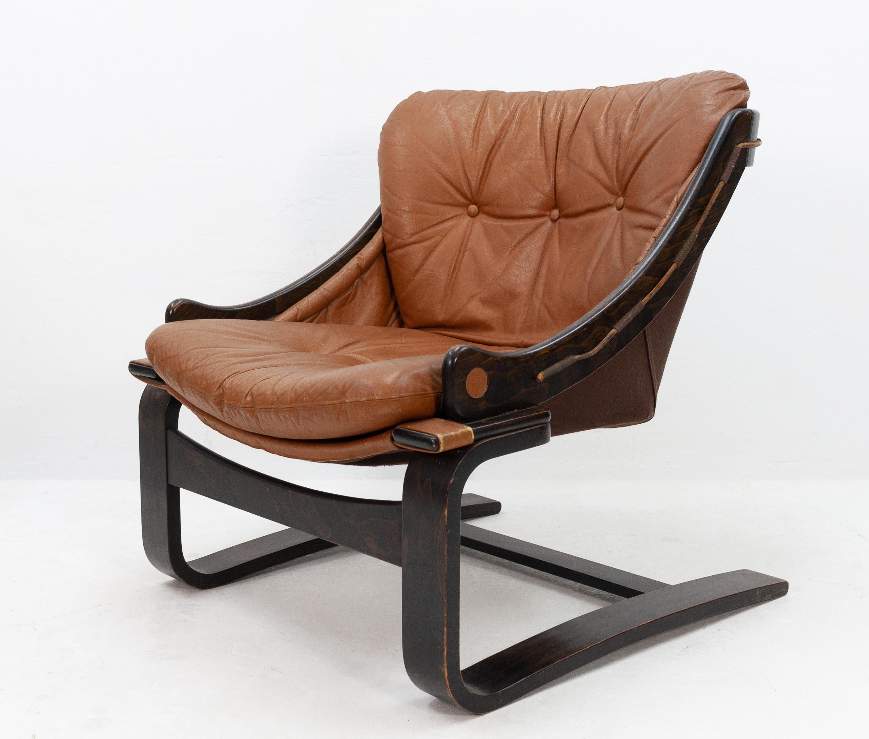 Attributed Arne Norell Leather Lounge Chair 1