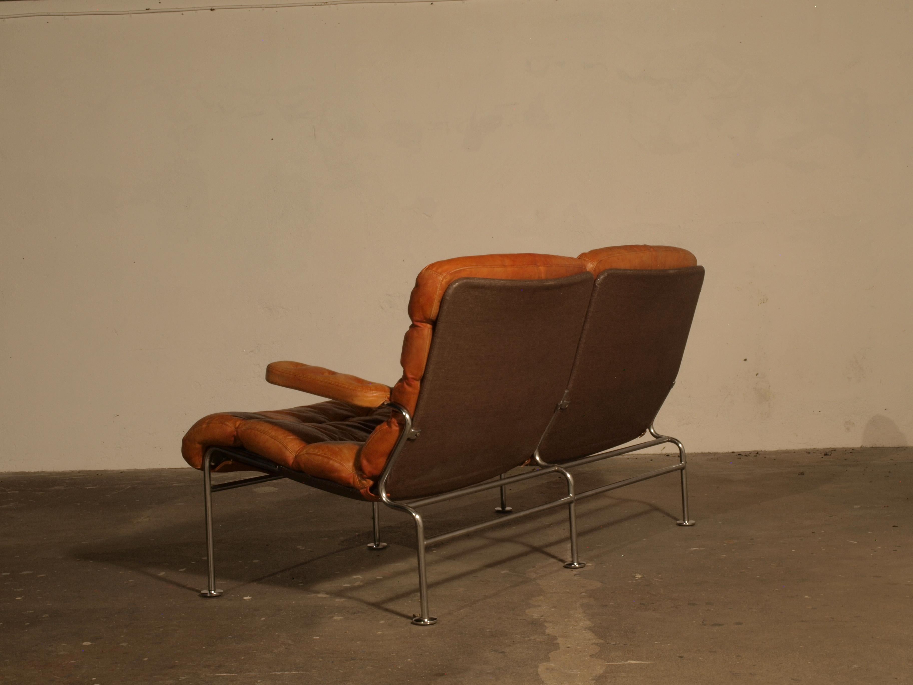 Steel Attributed Bruno Mathsson Sofa mid-century for DUX