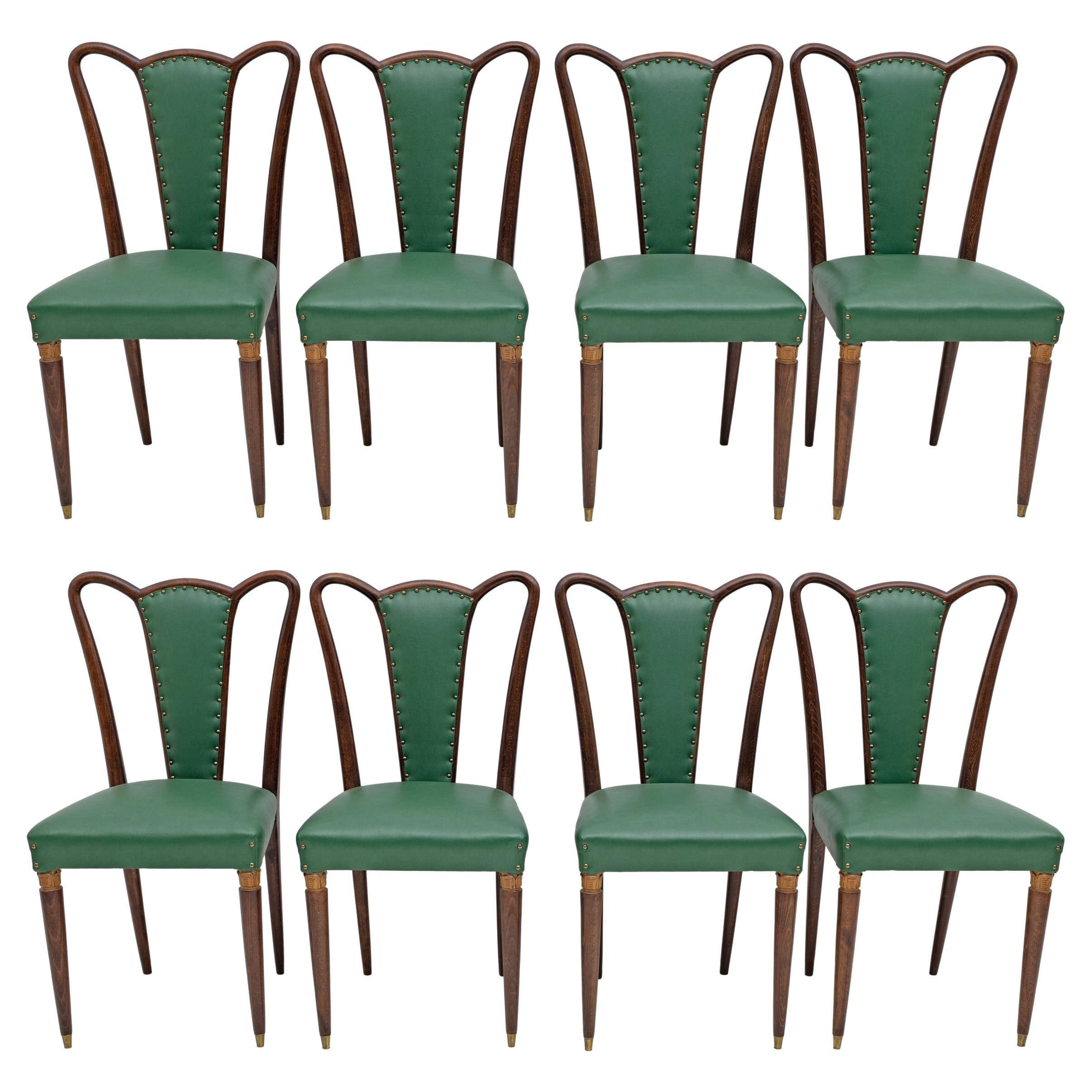Eight Mid-century Modern Dining Chairs Attributed to Guglielmo Ulrich, 1940s