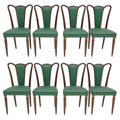 Eight Mid-century Modern Dining Chairs Attributed to Guglielmo Ulrich, 1940s