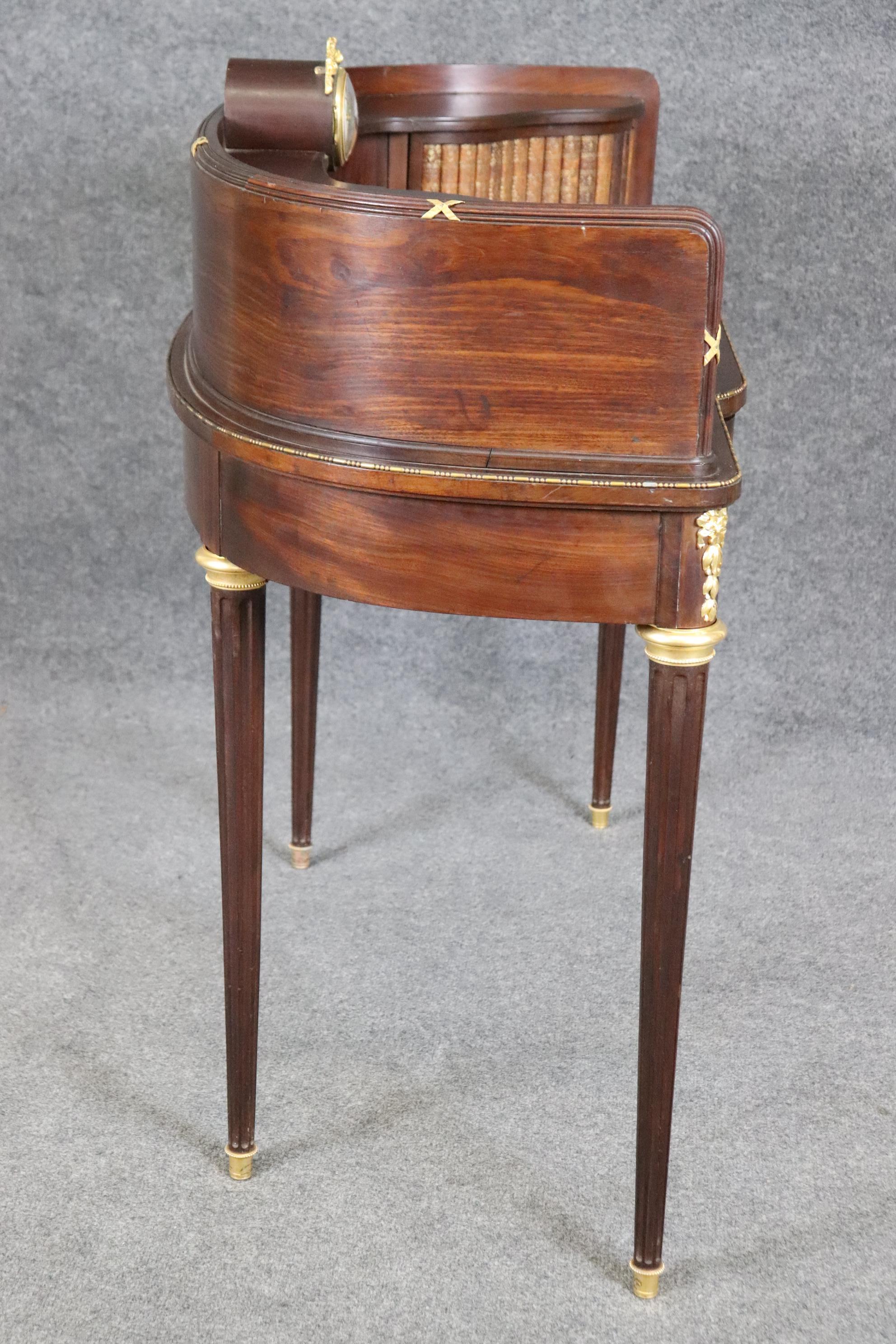 Attributed Francoise Linke French Louis XVI Leather Top Rosewood Desk with Clock 5