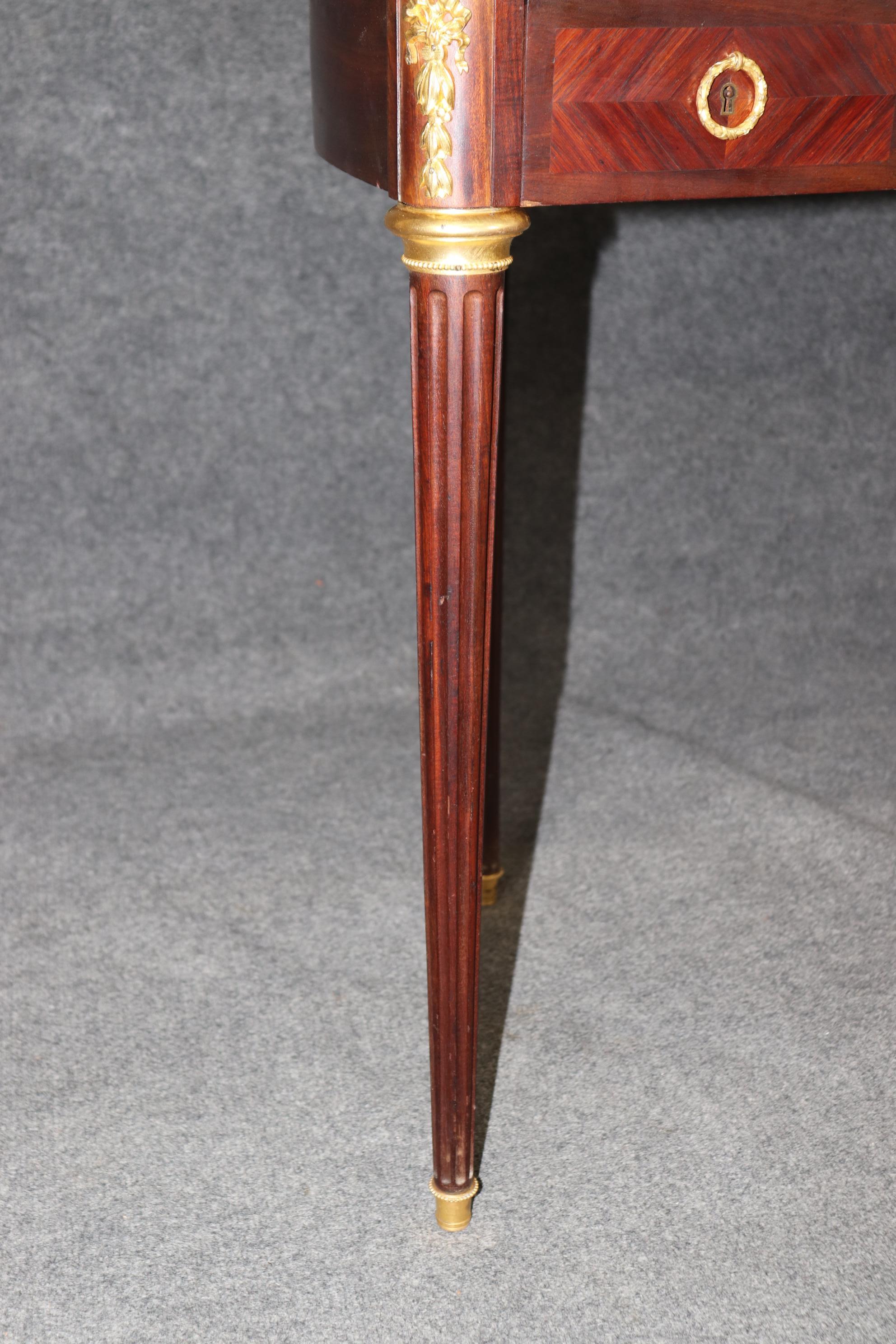 Attributed Francoise Linke French Louis XVI Leather Top Rosewood Desk with Clock 6