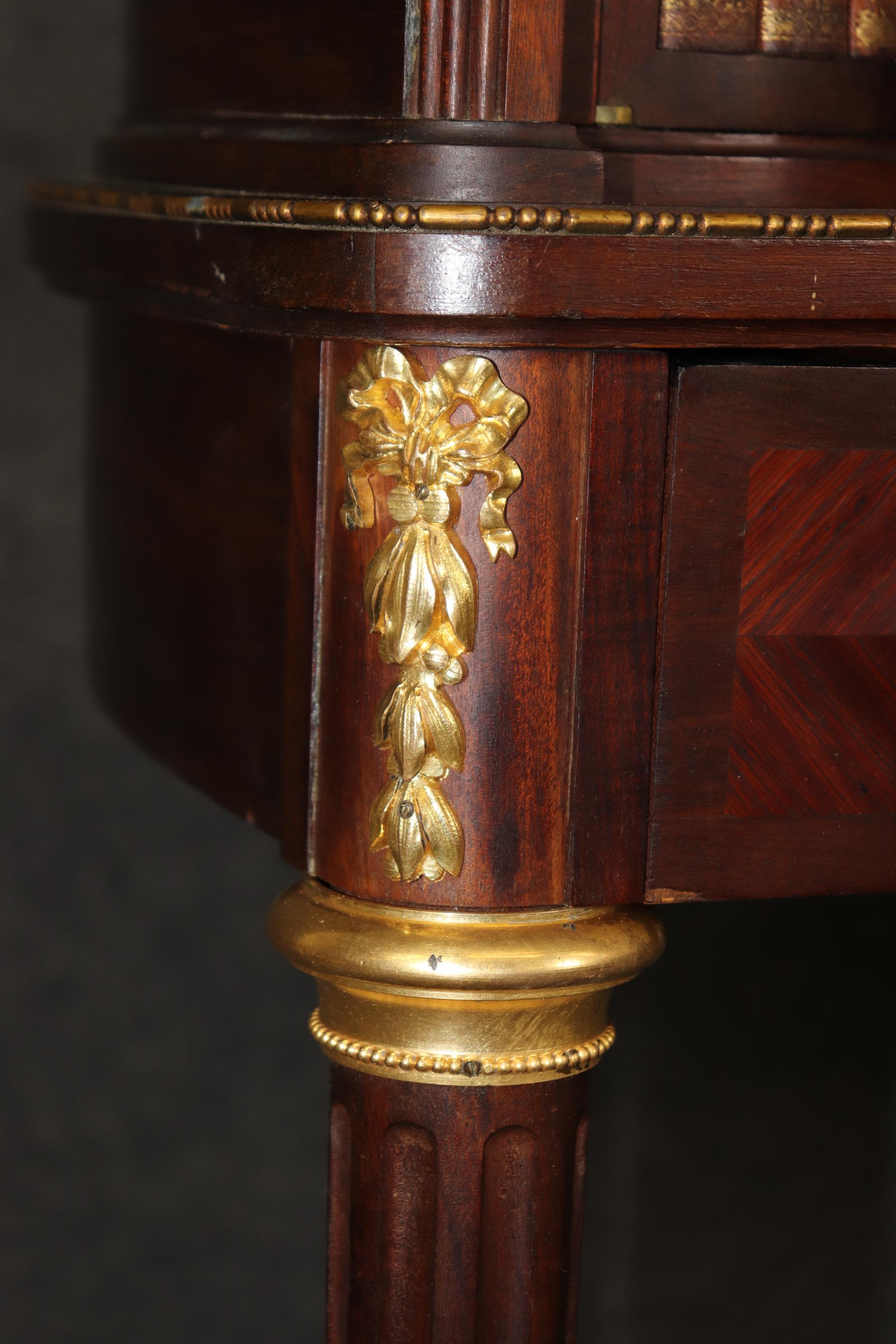 Attributed Francoise Linke French Louis XVI Leather Top Rosewood Desk with Clock 2