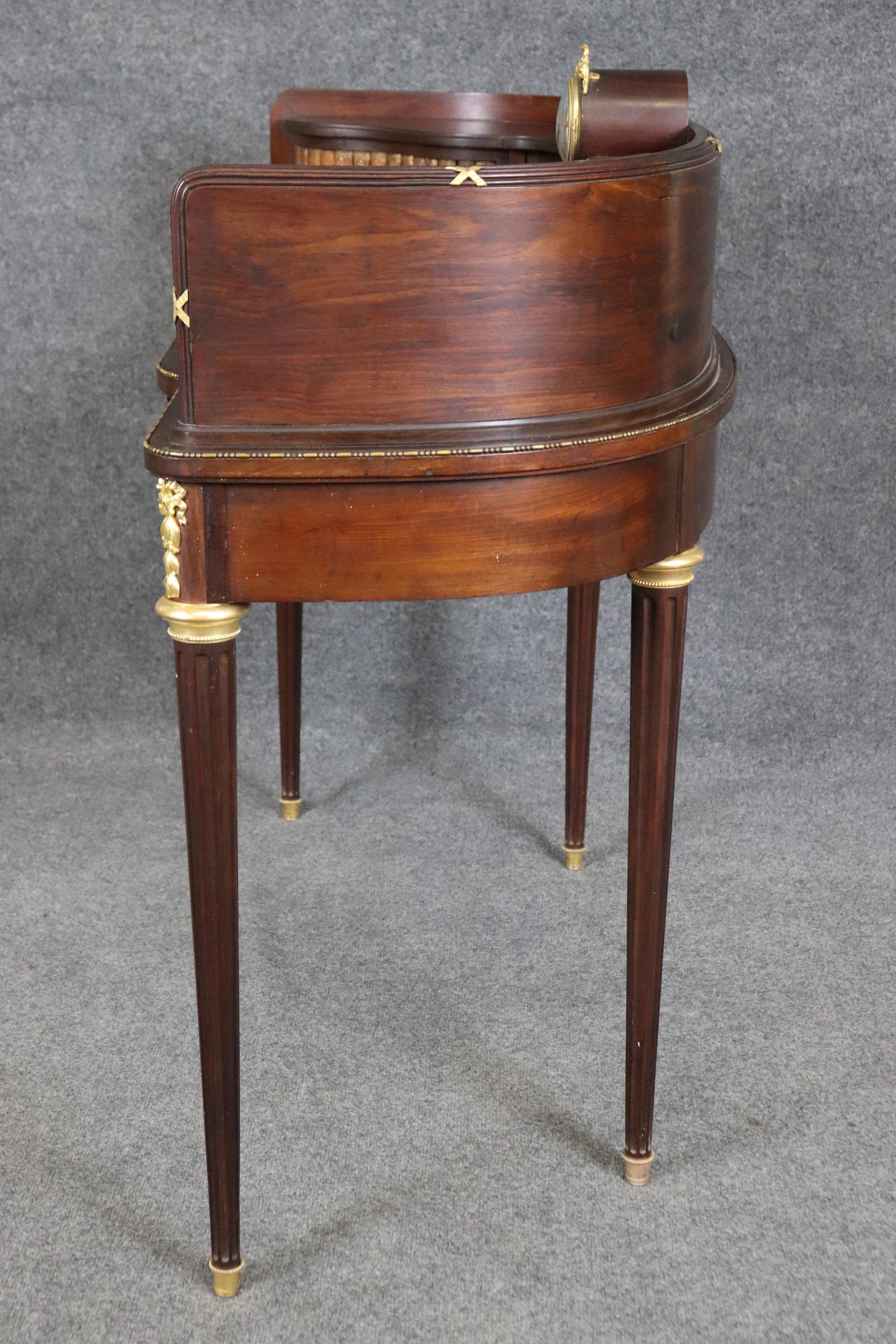 Attributed Francoise Linke French Louis XVI Leather Top Rosewood Desk with Clock 4