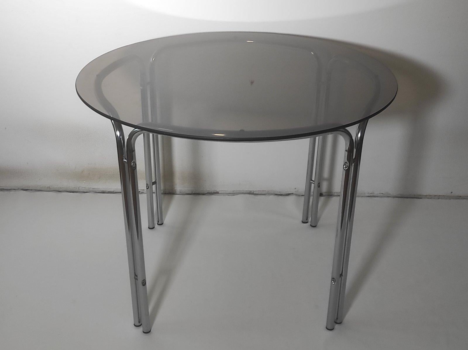 Gastolane Rinaldi Dining Table With Smoked Glass Italy 1970s