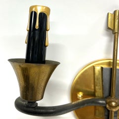 Attributed Gio Ponti Brass Arrow Italian Wall Sconces - a Pair