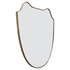 Vintage Attributed Gio Ponti Mid-century Modern Italian Brass Wall Mirror, 1950s