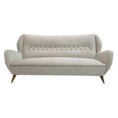 Attributed Gio Ponti Mid-Century Modern Velvet Sofa for ISA, 1950s