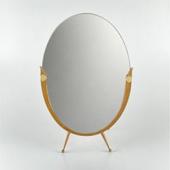 Attributed Gio Ponti Sculptural Vanity Mirror with Ball Feet, Italy 1950s