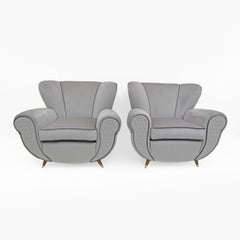 Attributed Guglielmo Ulrich Art Deco Italian Velvet Armchairs, 1940s, Pair