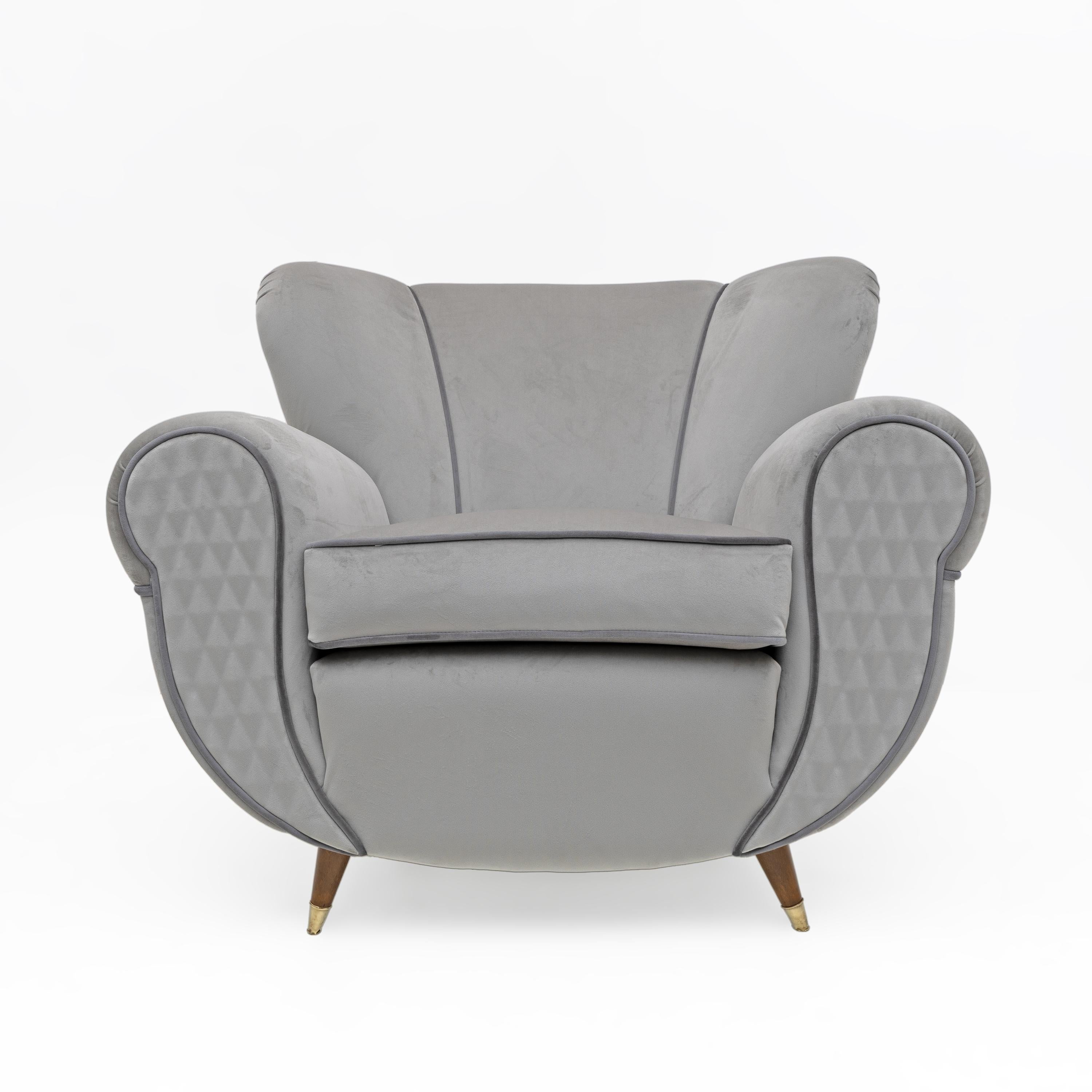 Velours Fauteuils en velours italiens Art déco attribués à Guglielmo Ulrich, années 1940, paire en vente