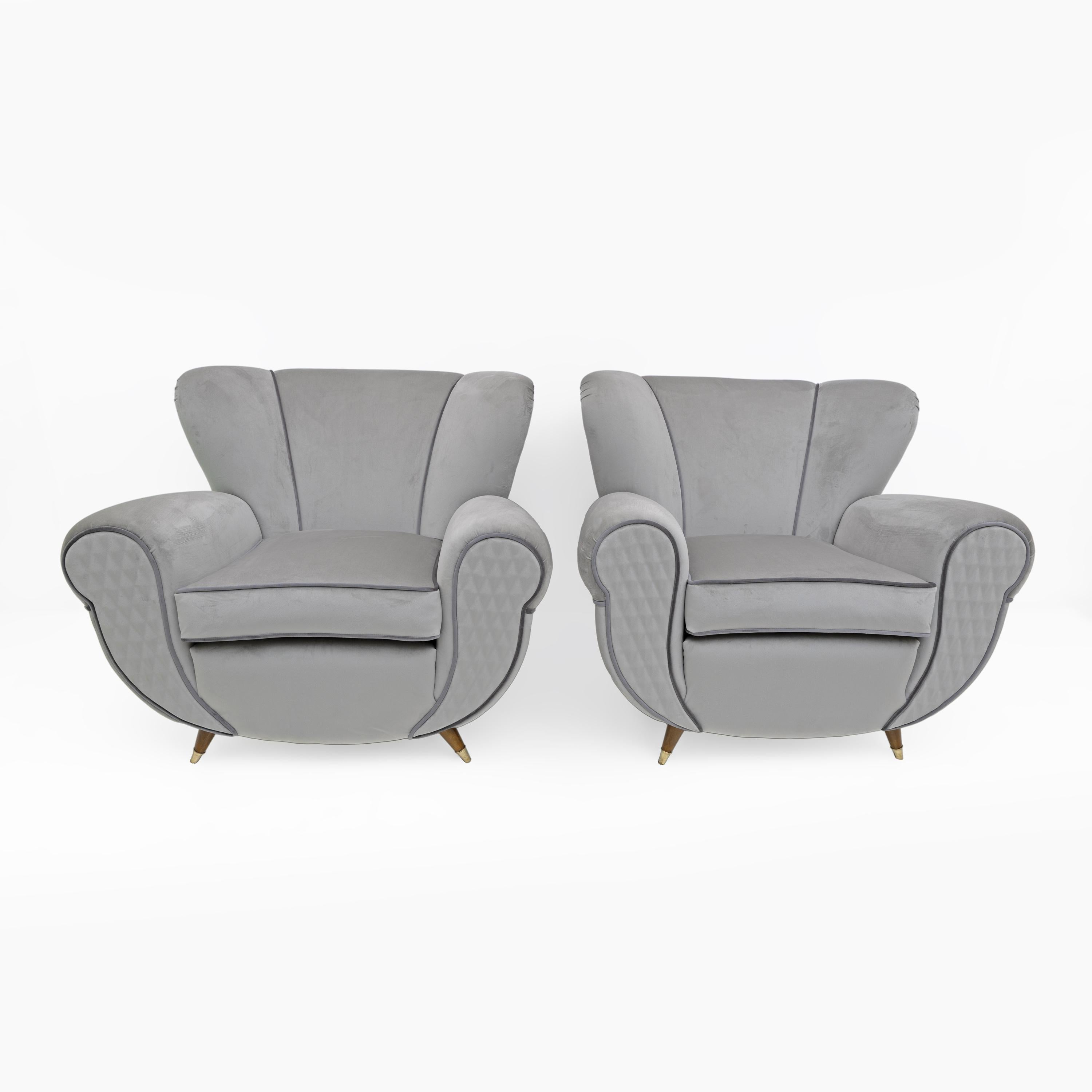Guglielmo Ulrich zugeschriebenes italienisches Art-Deco-Samtsofa, 1940er Jahre im Angebot 7