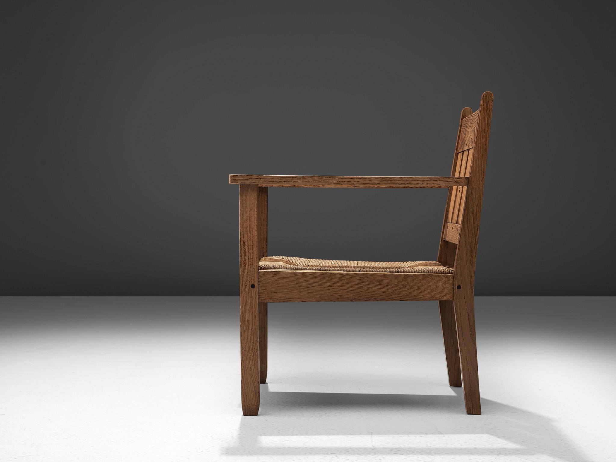 Früher holländischer Sessel aus Eiche und Seil (Frühes 20. Jahrhundert) im Angebot