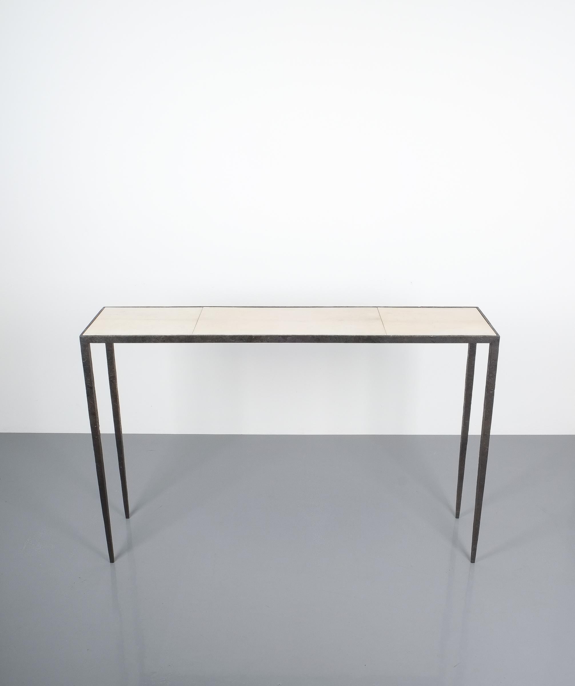 Art Deco Attributed Jean-Michel Frank Forged Wrought Iron Console Table, France