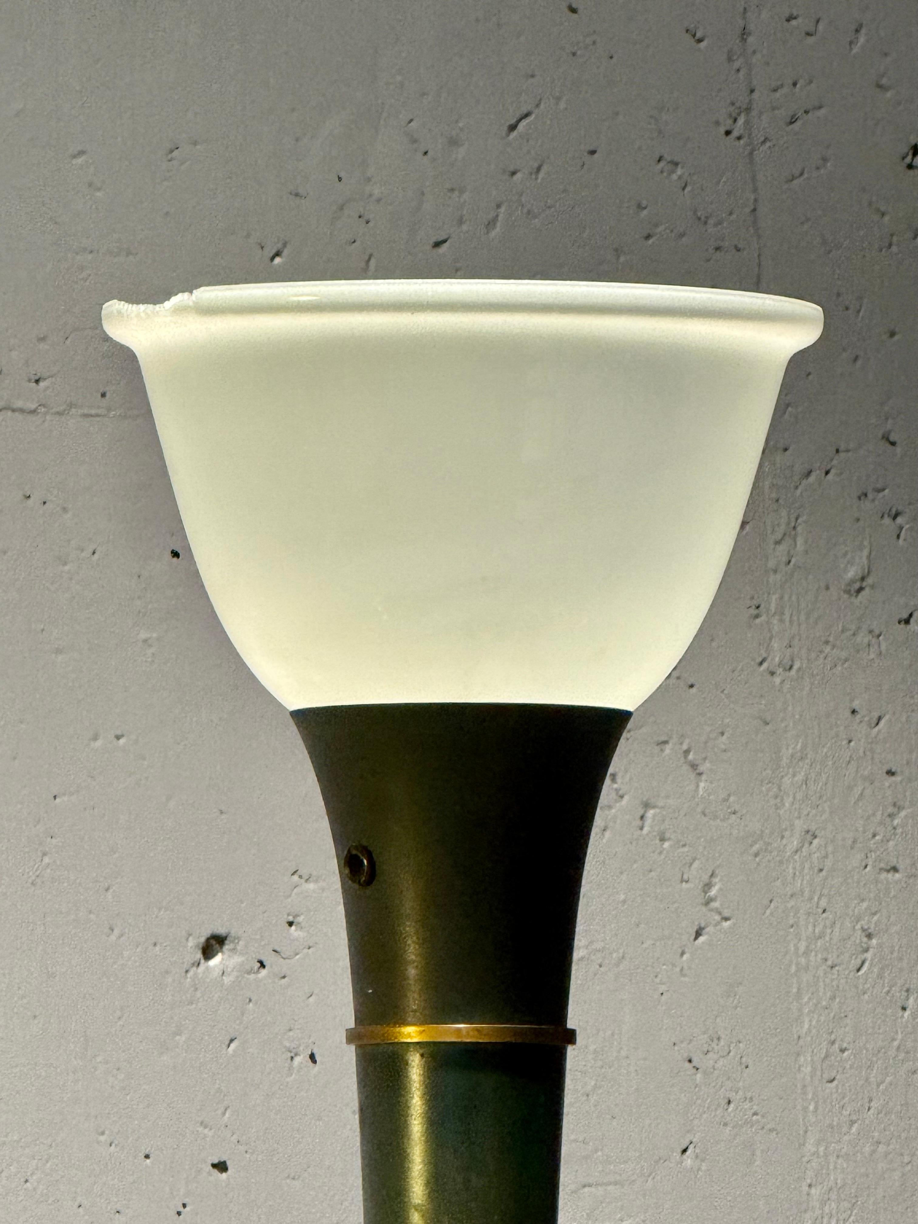Attributed Jean Perzel metal art deco table lamp the white glass is dammage see photos 
