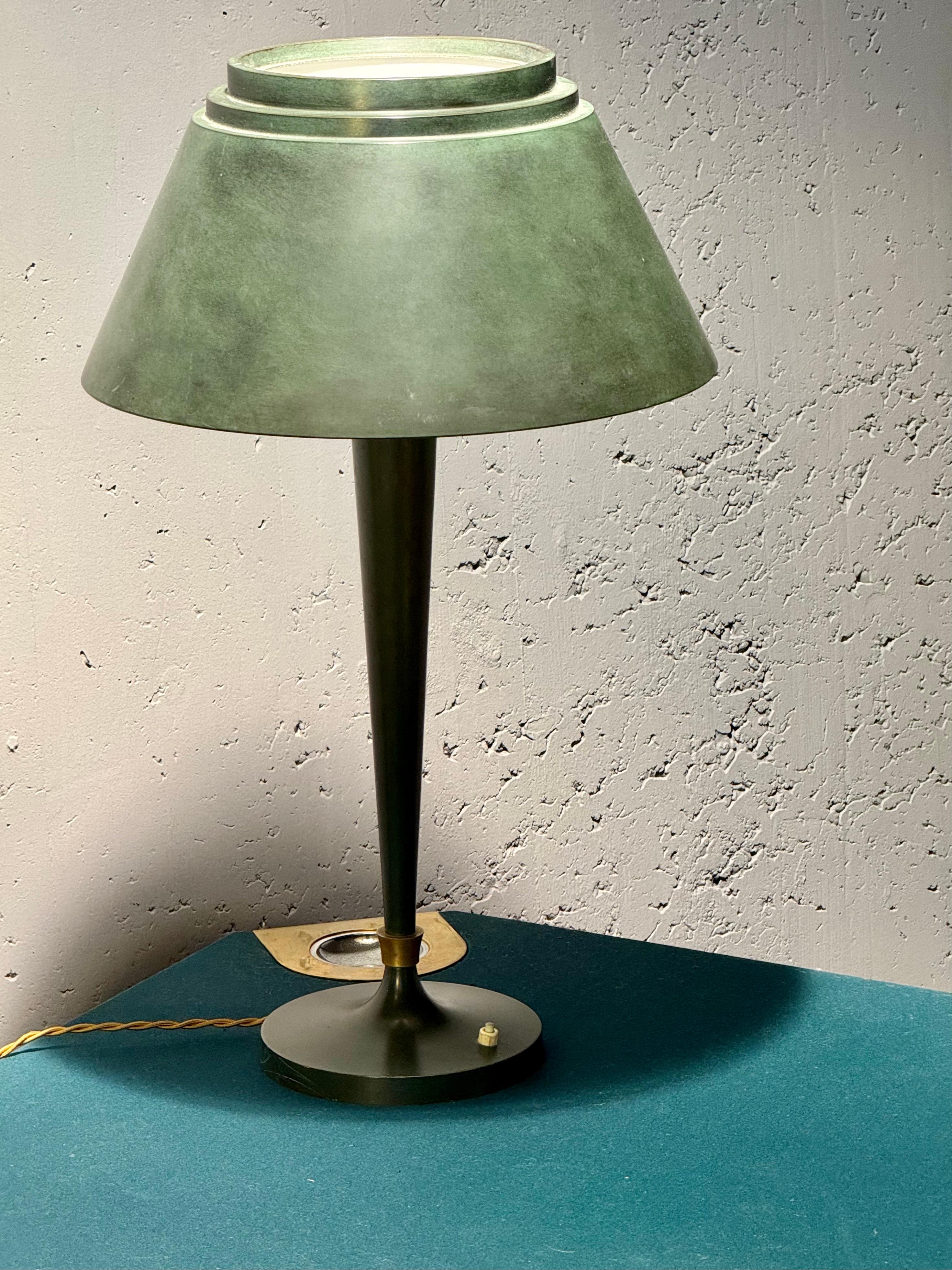 Attributed Jean Perzel metal table lamp For Sale 2