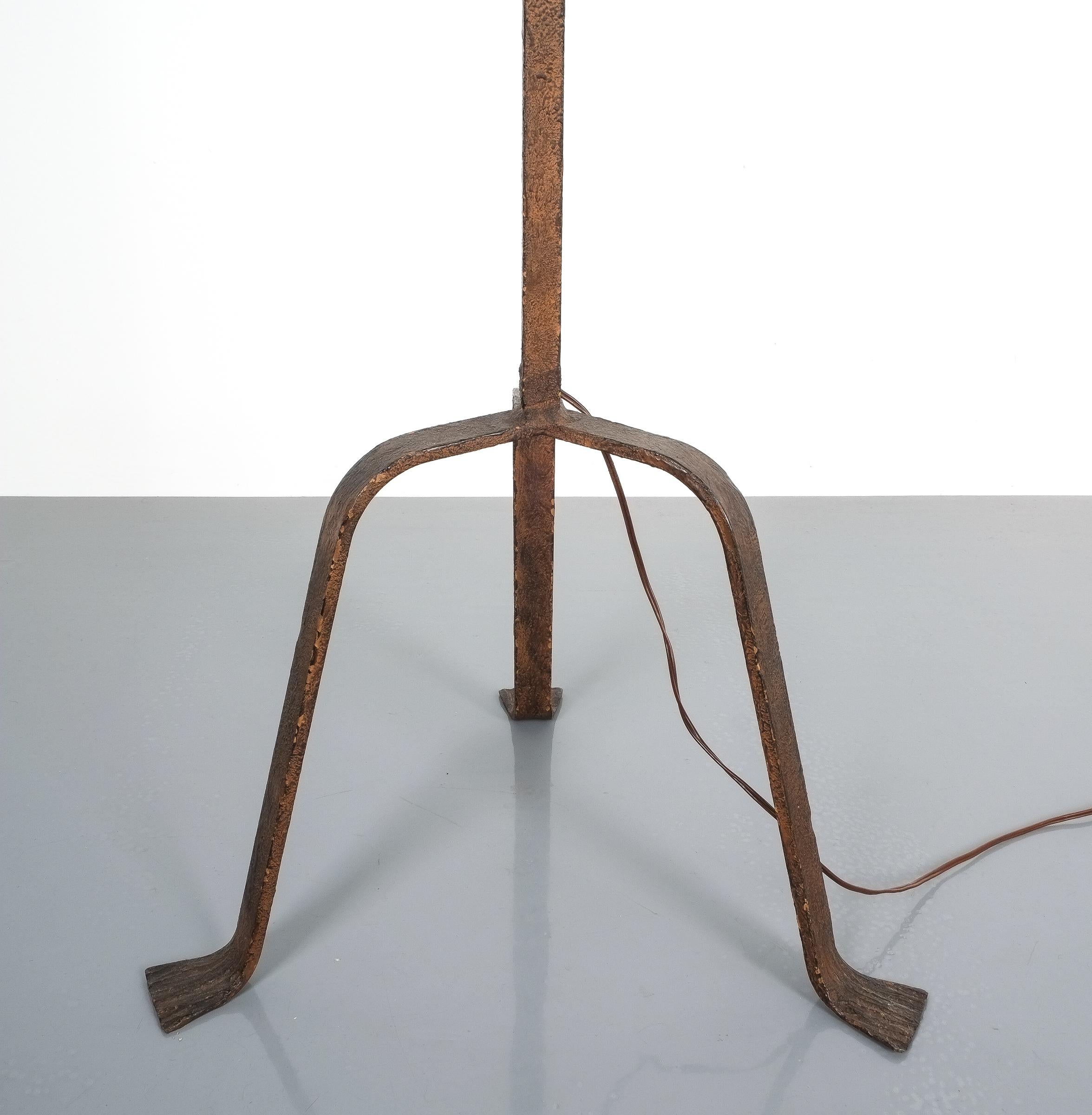 Mid-20th Century Attributed Jean Touret Atelier Marolles Wrought Iron Floor Lamp, France