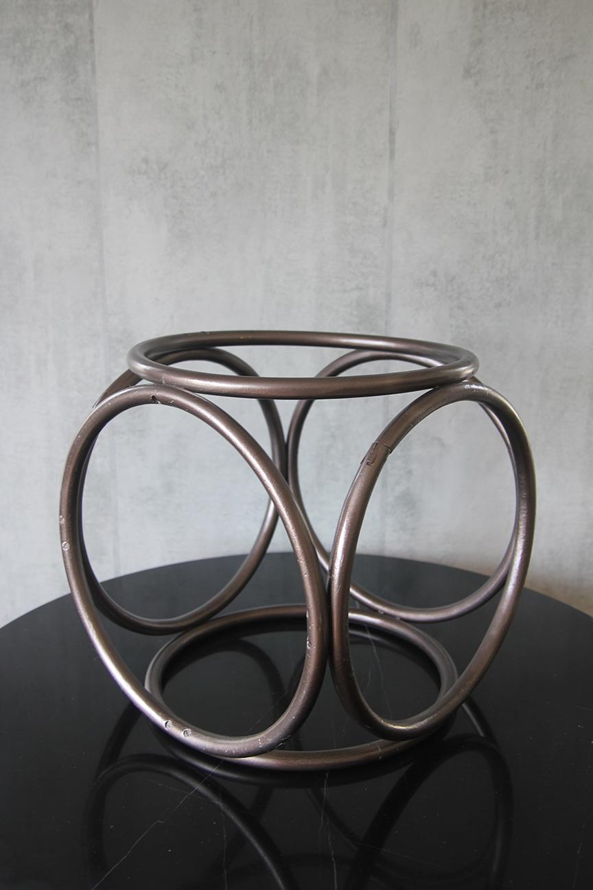 Faux Leather Attributed Michael Thonet Mid-century bentwood stool For Sale