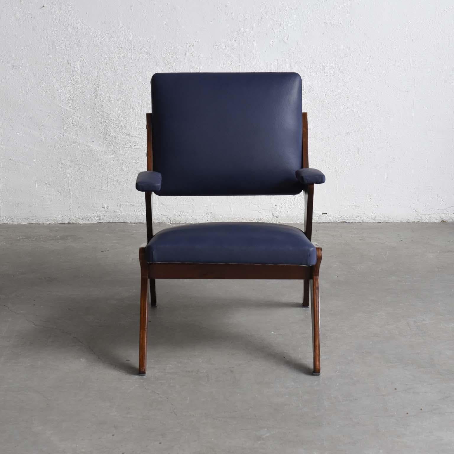 Faux Leather Attributed to Móveis Artísticos Z Midcentury Brazilian Armchair, 1950s For Sale
