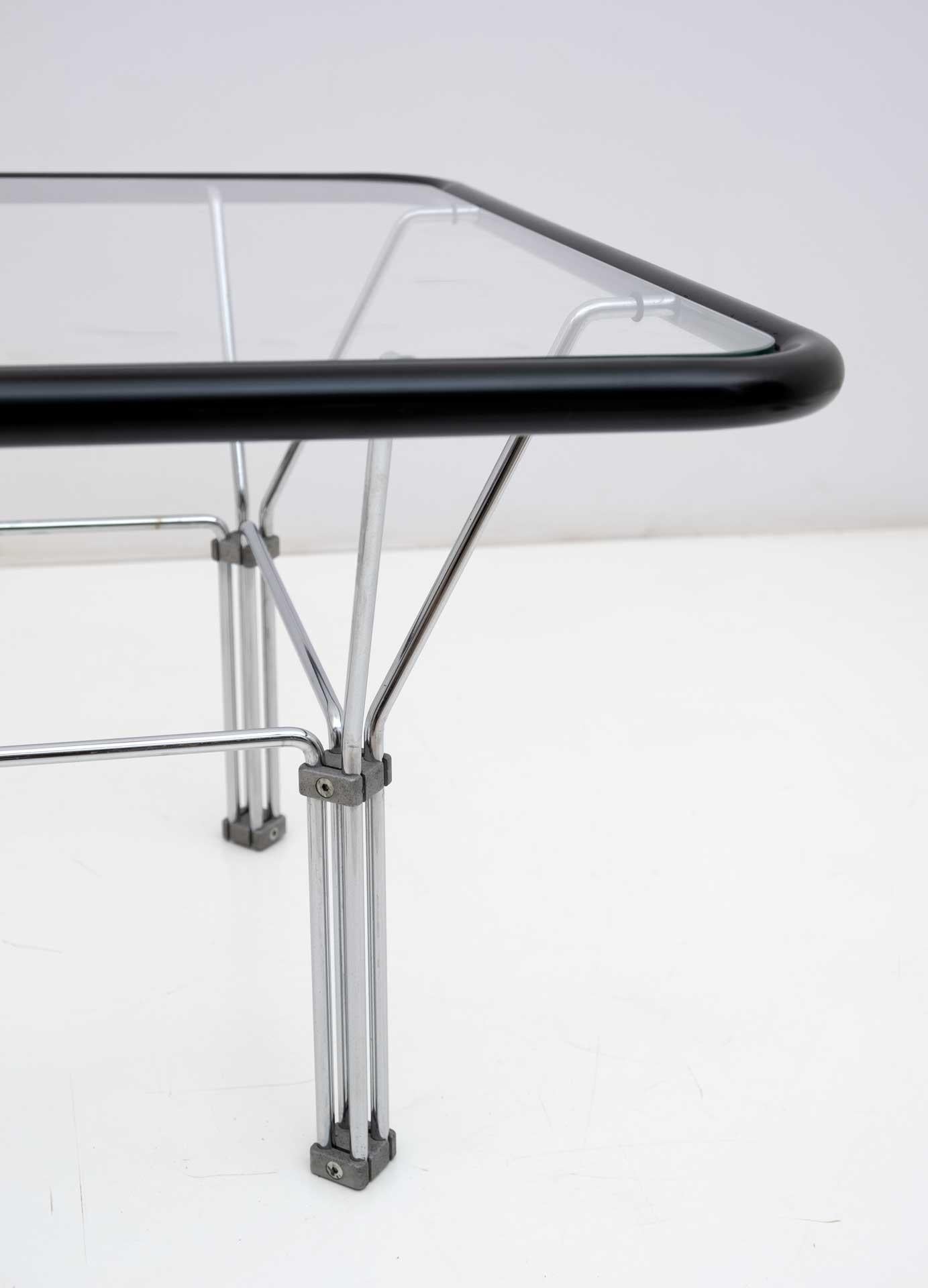 Late 20th Century Attributed Niels Bendtsen Post Modern Crystal and Steel Coffee Table, 1970s For Sale