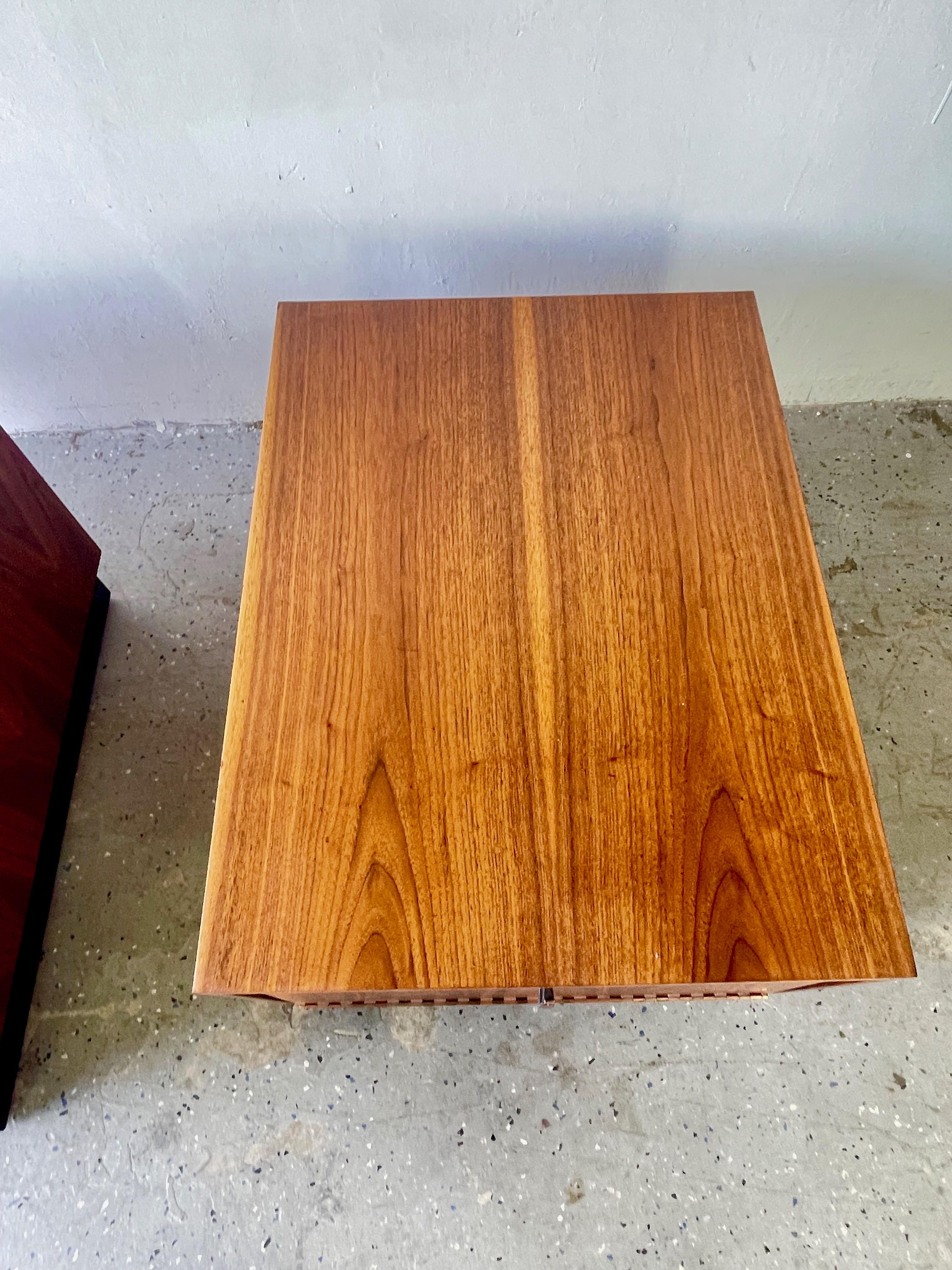 American Attributed Pearsall Mid Century Walnut Side Cubed/ Rectangular Tables Cabinets For Sale