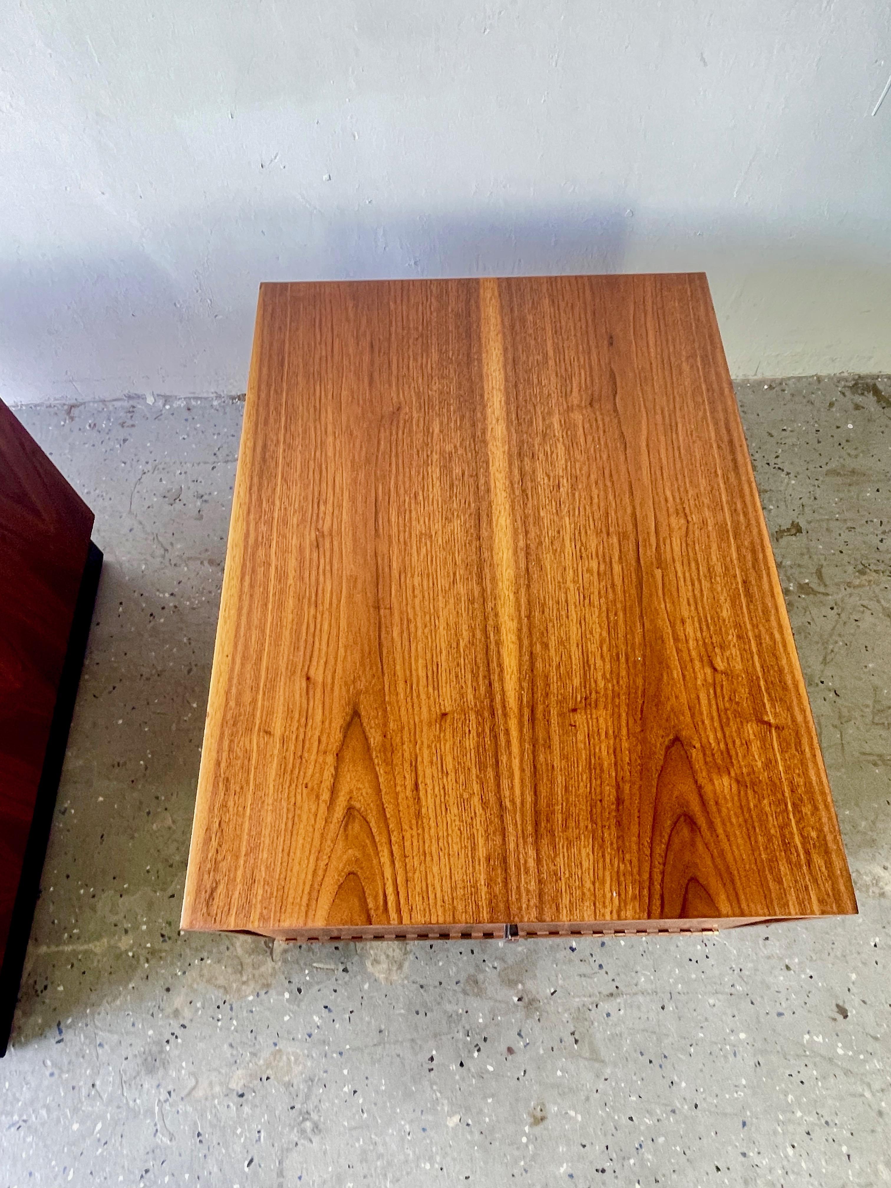 American Attributed Pearsall Mid Century Walnut Side Cubed/ Rectangular Tables Cabinets