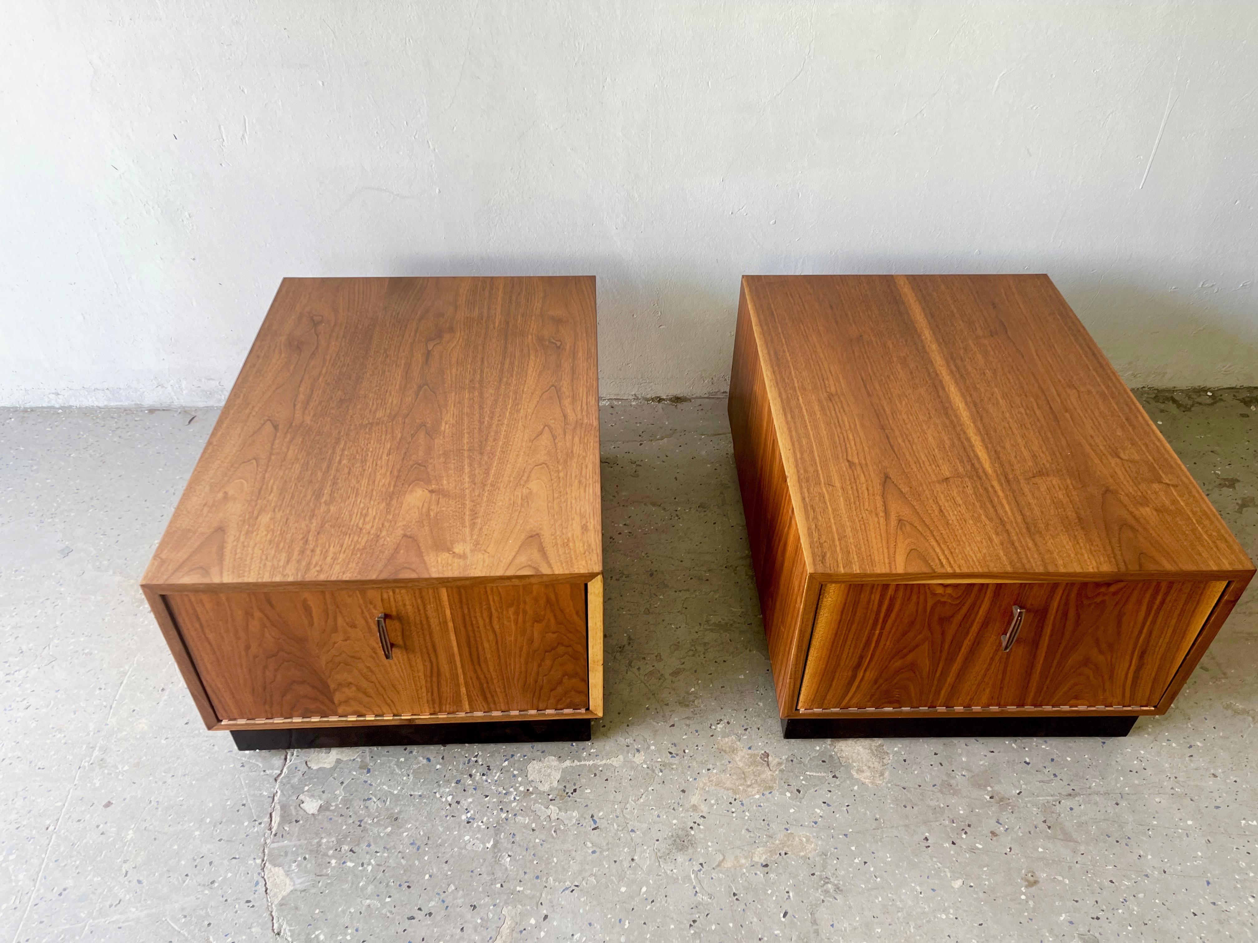 Attributed Pearsall Mid Century Walnut Side Cubed/ Rectangular Tables Cabinets 1
