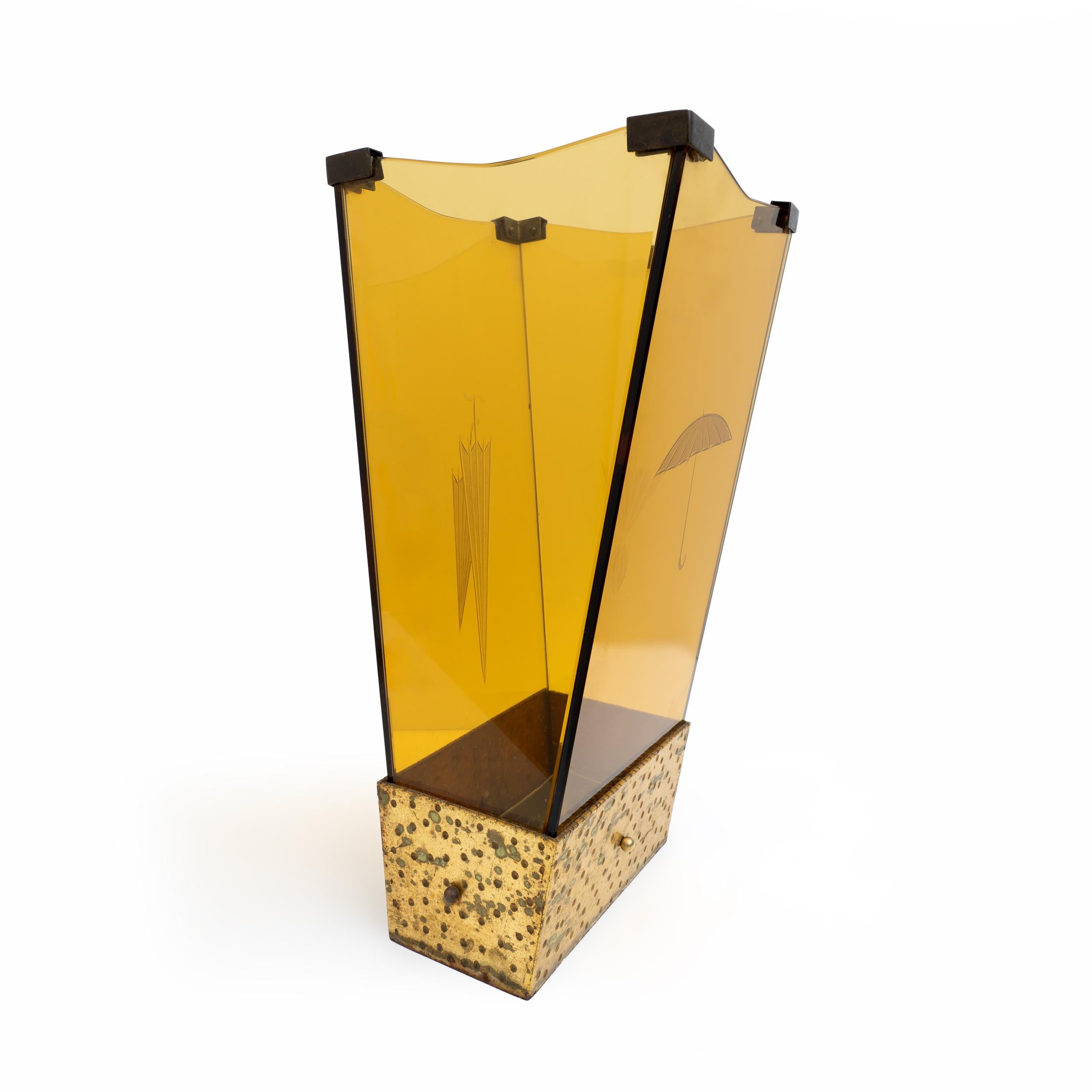 Ottone Portaombrelli in vetro attribuito a Pierluigi Colli, metà del secolo scorso, di Cristal Arte in vendita