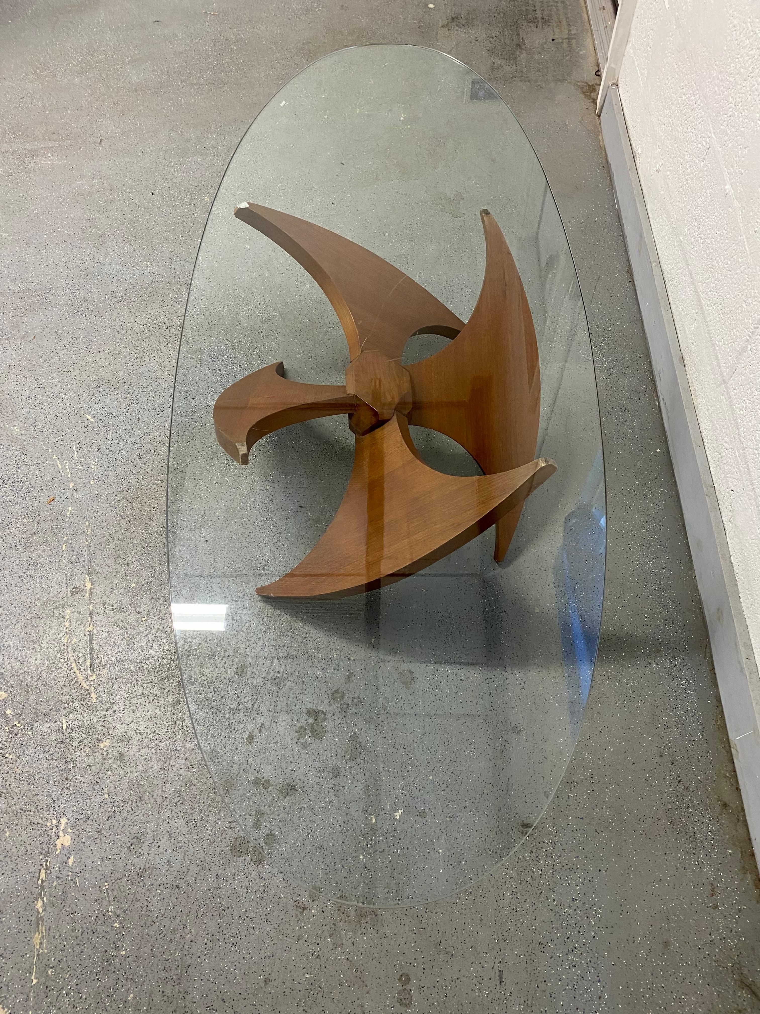 American Attributed to Adrian Pearsall Walnut Propeller Sculptural Woof Coffee Table For Sale