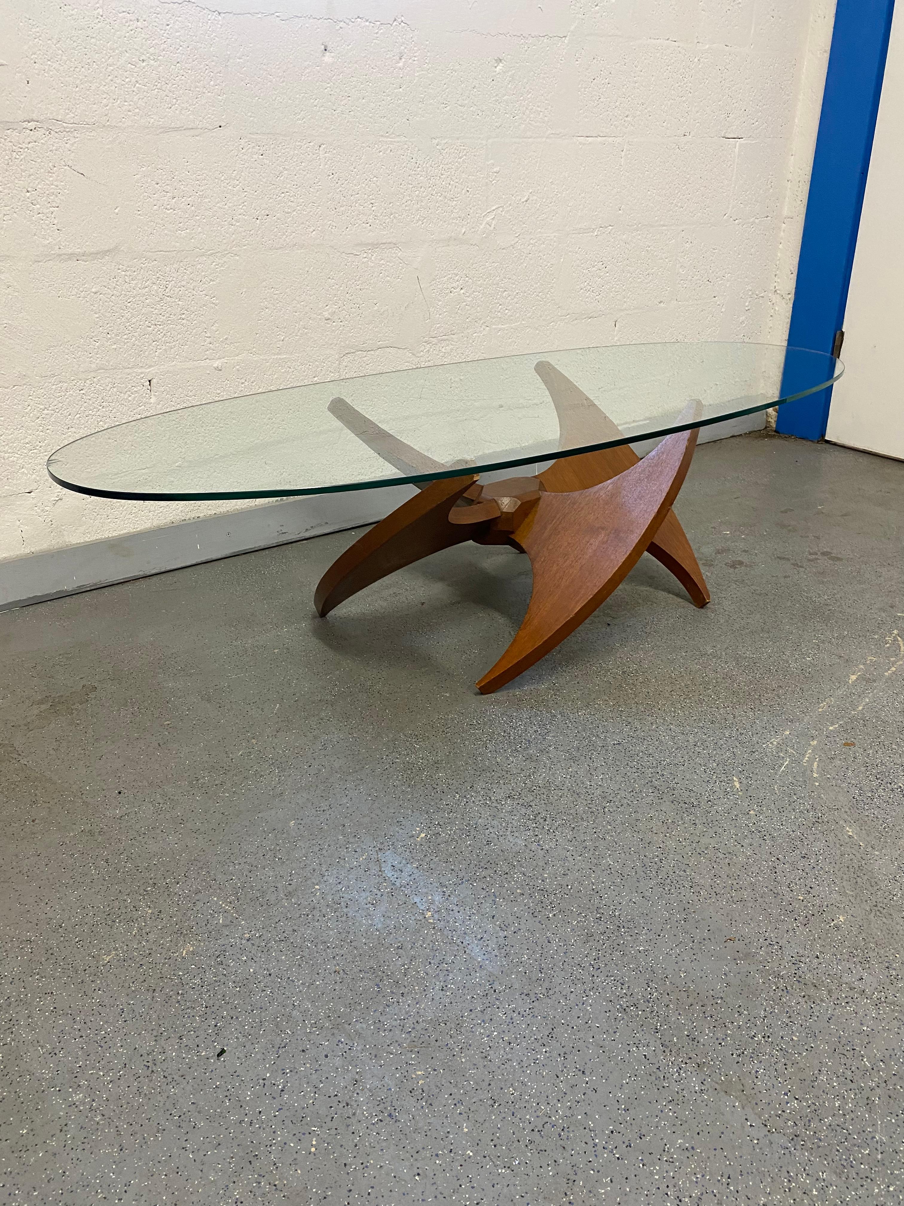 Mid-20th Century Attributed to Adrian Pearsall Walnut Propeller Sculptural Woof Coffee Table For Sale