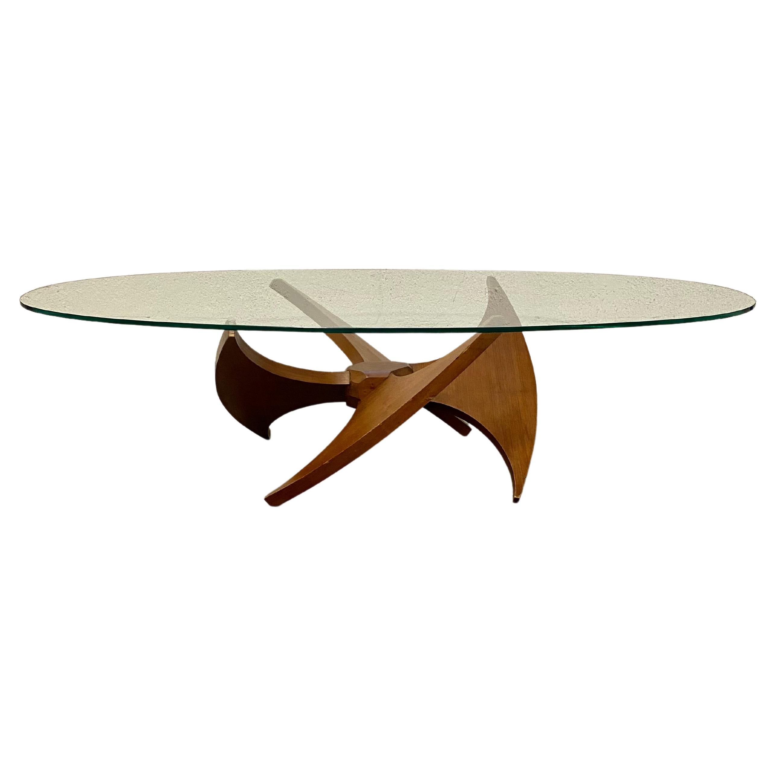Attributed to Adrian Pearsall Walnut Propeller Sculptural Woof Coffee Table