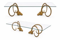 Attributed to Alain Chervet French Sculptural Brass Ibex Coffee Table, France