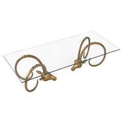 Attributed to Alain Chervet French Sculptural Brass Ibex Coffee Table, France