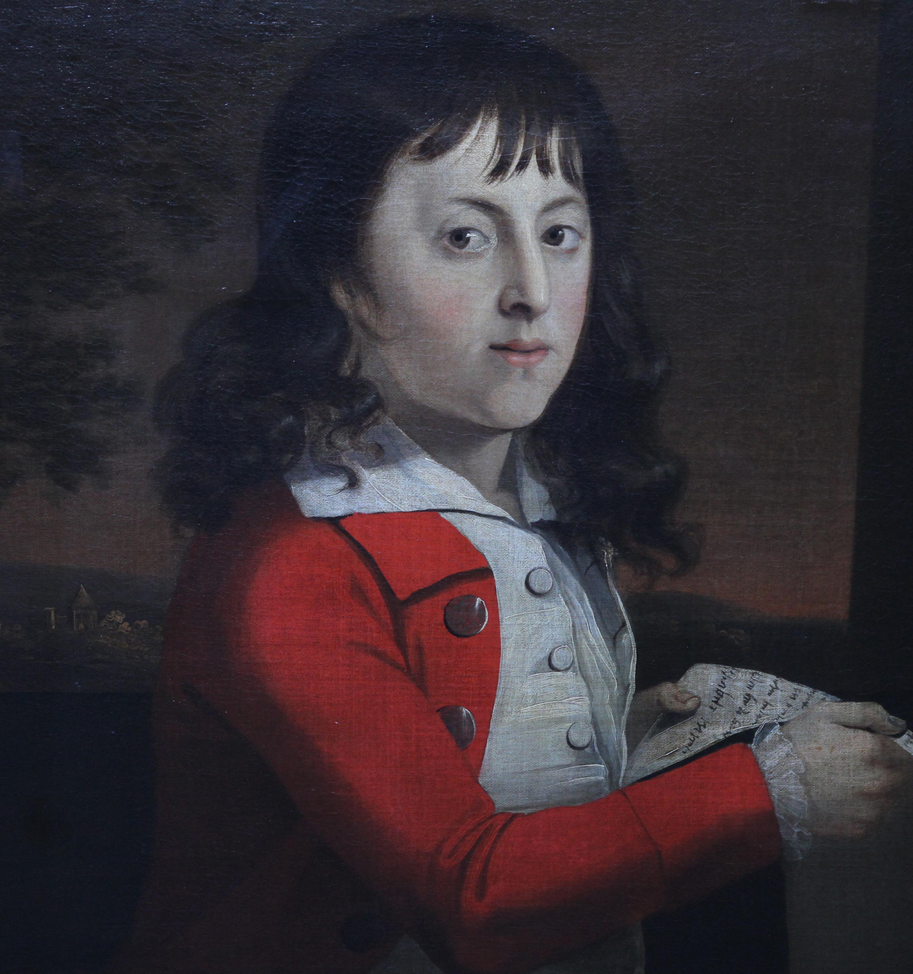 Portrait of a Young Boy Thomas Wagstaff - Scottish art 18th century oil painting - Old Masters Painting by Attributed to Alexander Nasmyth