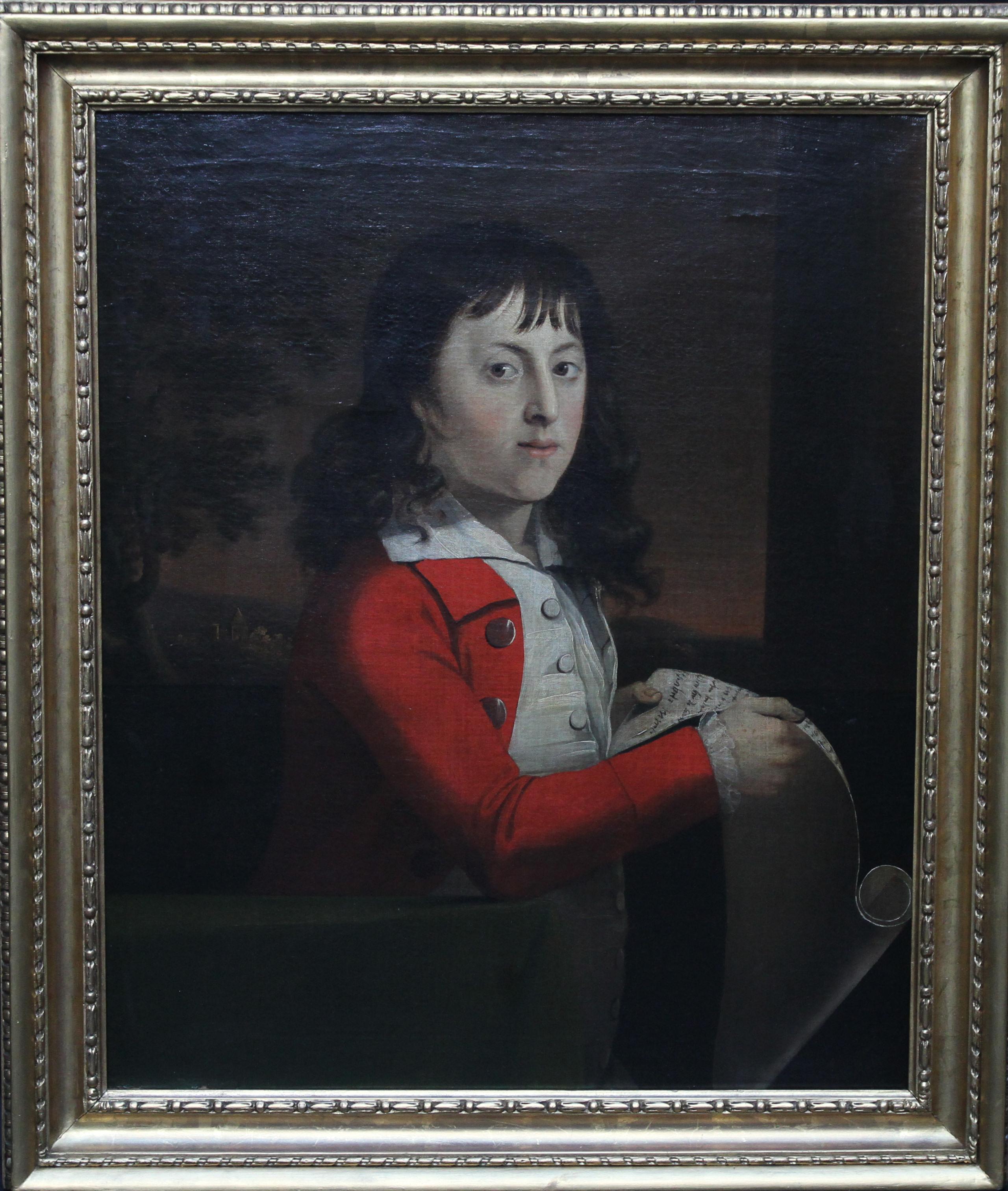 Attributed to Alexander Nasmyth Portrait Painting - Portrait of a Young Boy Thomas Wagstaff - Scottish art 18th century oil painting