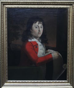 Antique Portrait of a Young Boy Thomas Wagstaff - Scottish art 18th century oil painting