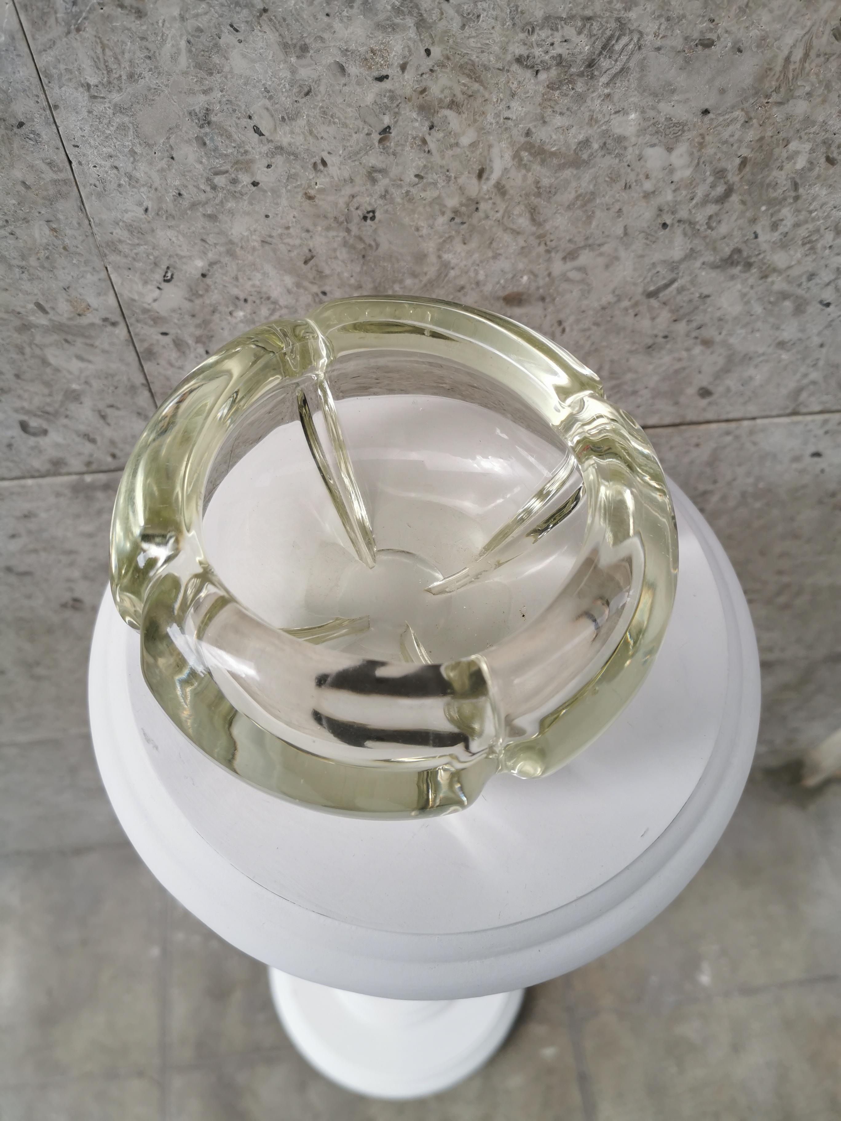 Attributed to Alfredo Barbini, Clear Glass Ashtray In Good Condition For Sale In Palermo, Italia