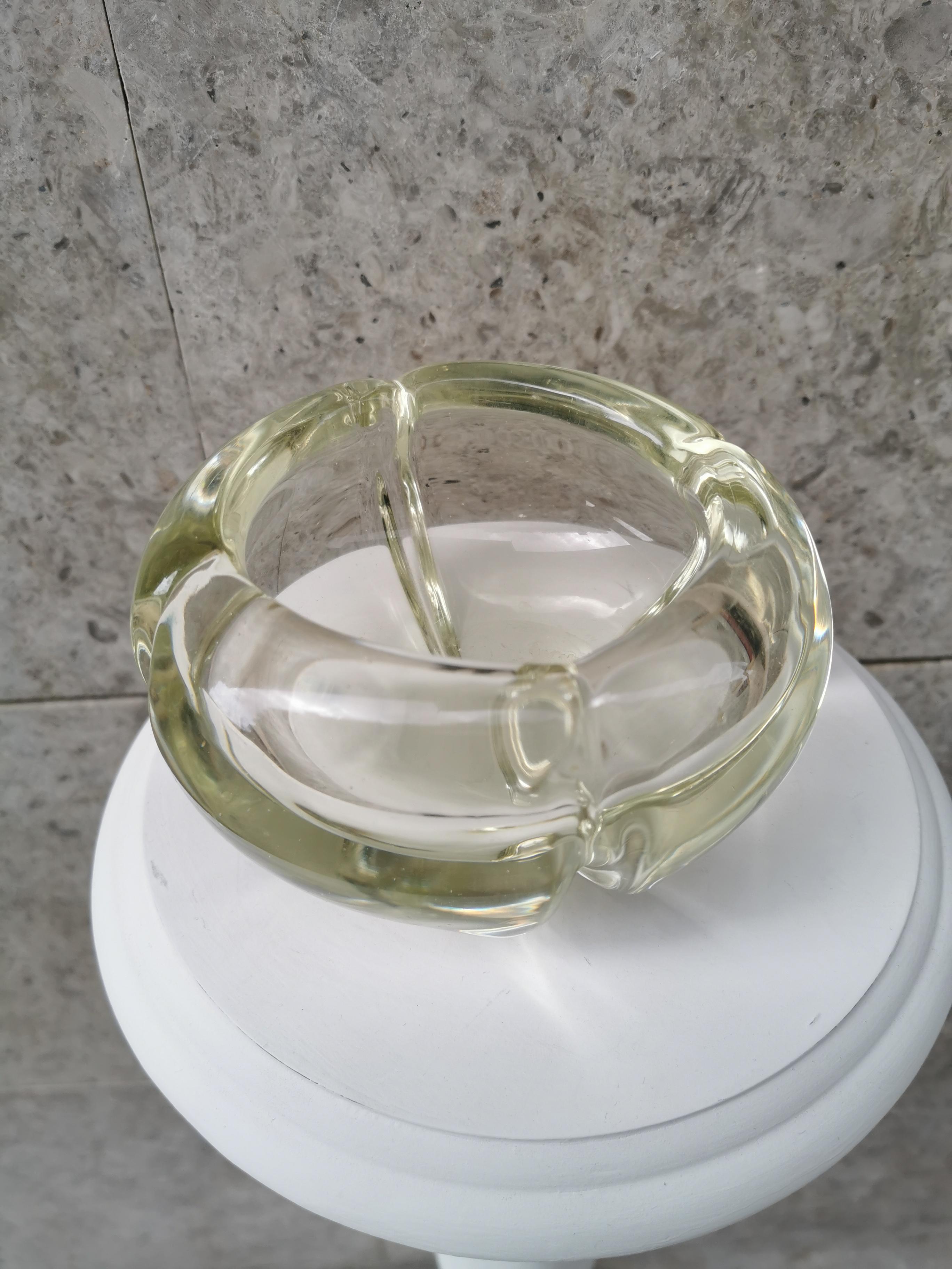 Blown Glass Attributed to Alfredo Barbini, Clear Glass Ashtray For Sale