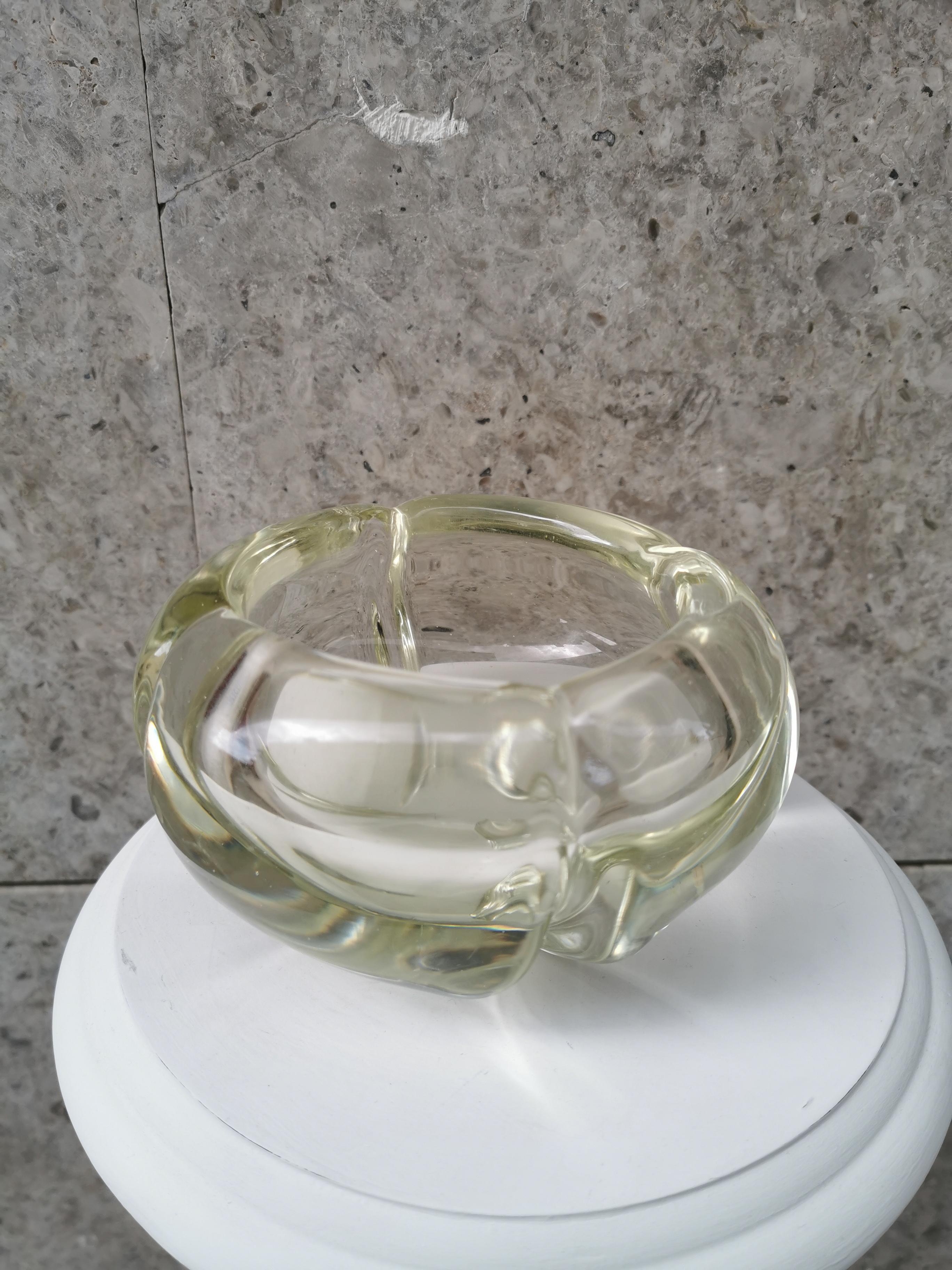 Attributed to Alfredo Barbini, Clear Glass Ashtray For Sale 1