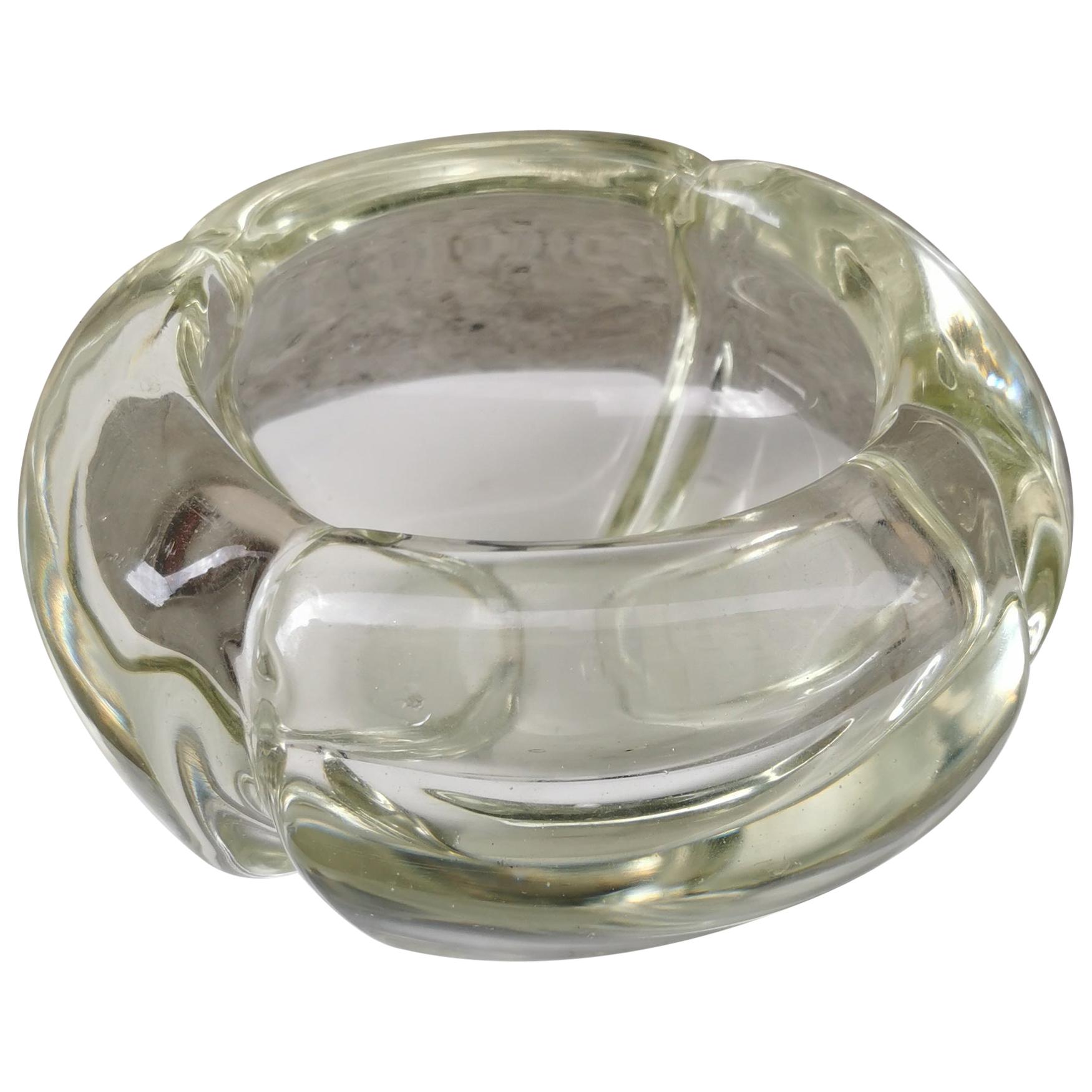 Attributed to Alfredo Barbini, Clear Glass Ashtray For Sale