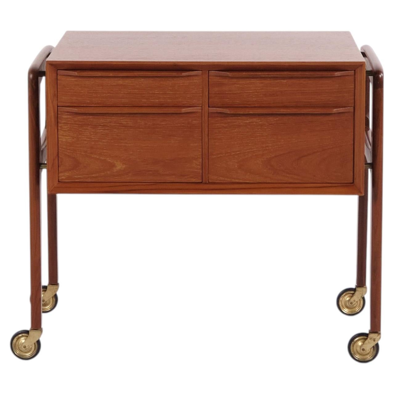 Attributed to Arne Vodder Small Freestanding Teak Chest or Sewing Table 1950s
