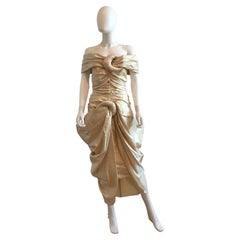 Retro Attributed to Arnold Scaasi Champagne Silk Dress