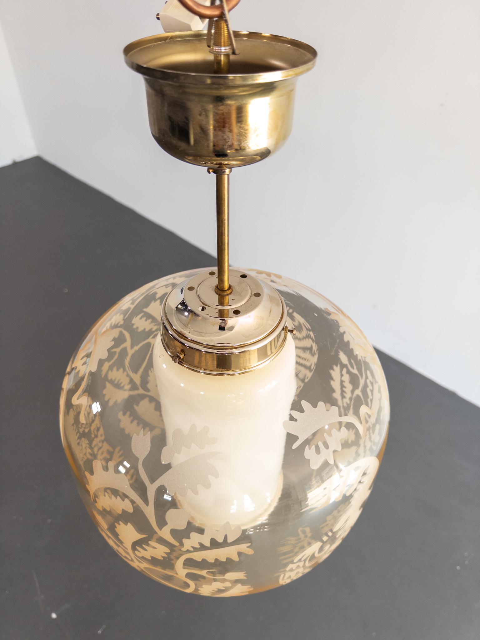 Atribuido a Arvid Böhlmarks Lampfabrik - Colgante de vidrio grabado 