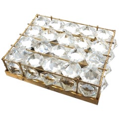 Attributed to Bakalowits Flush Mount Lamp from Brass Glass, Austria, circa 1955