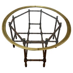Attributed To Baker Faux Bamboo Oval Glass Top Coffee Table