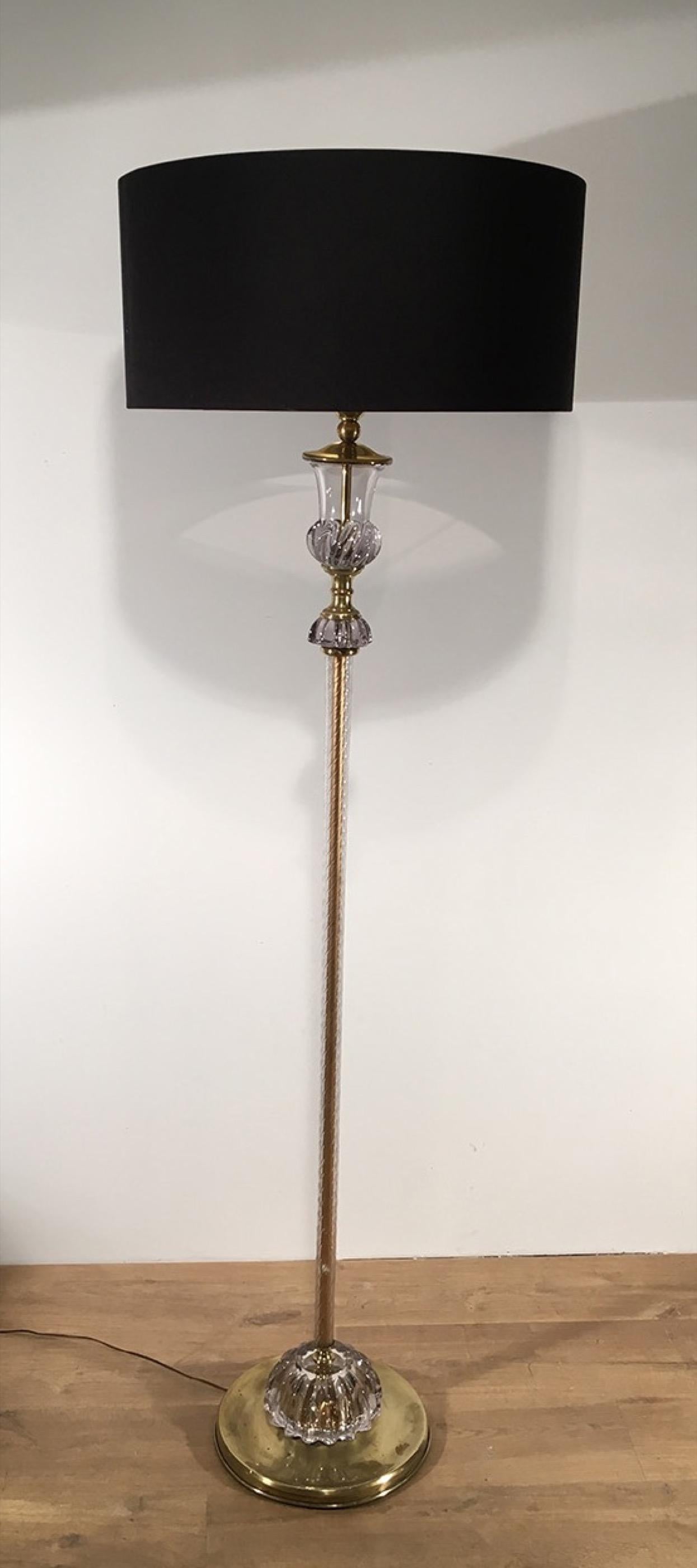 Attributed to Barovier & Toso, Murano Glass Floor Lamp, circa 1940 For Sale 4