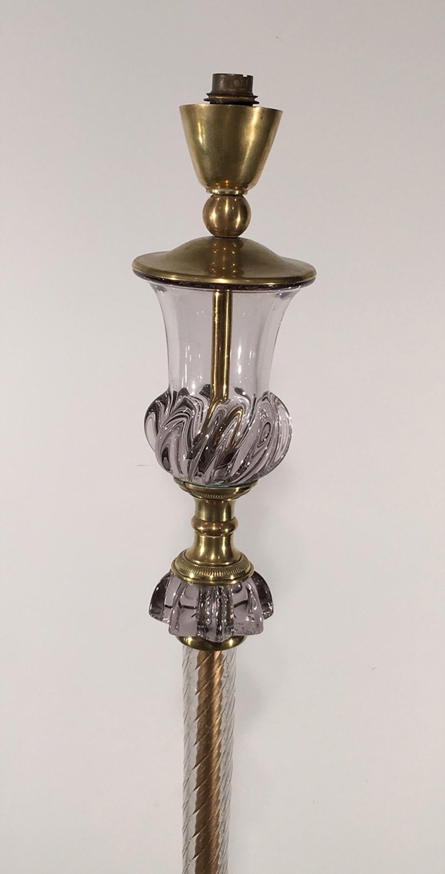 Attribué à Barovier & Toso, lampadaire en verre de Murano, vers 1940 Bon état - En vente à Marcq-en-Barœul, Hauts-de-France