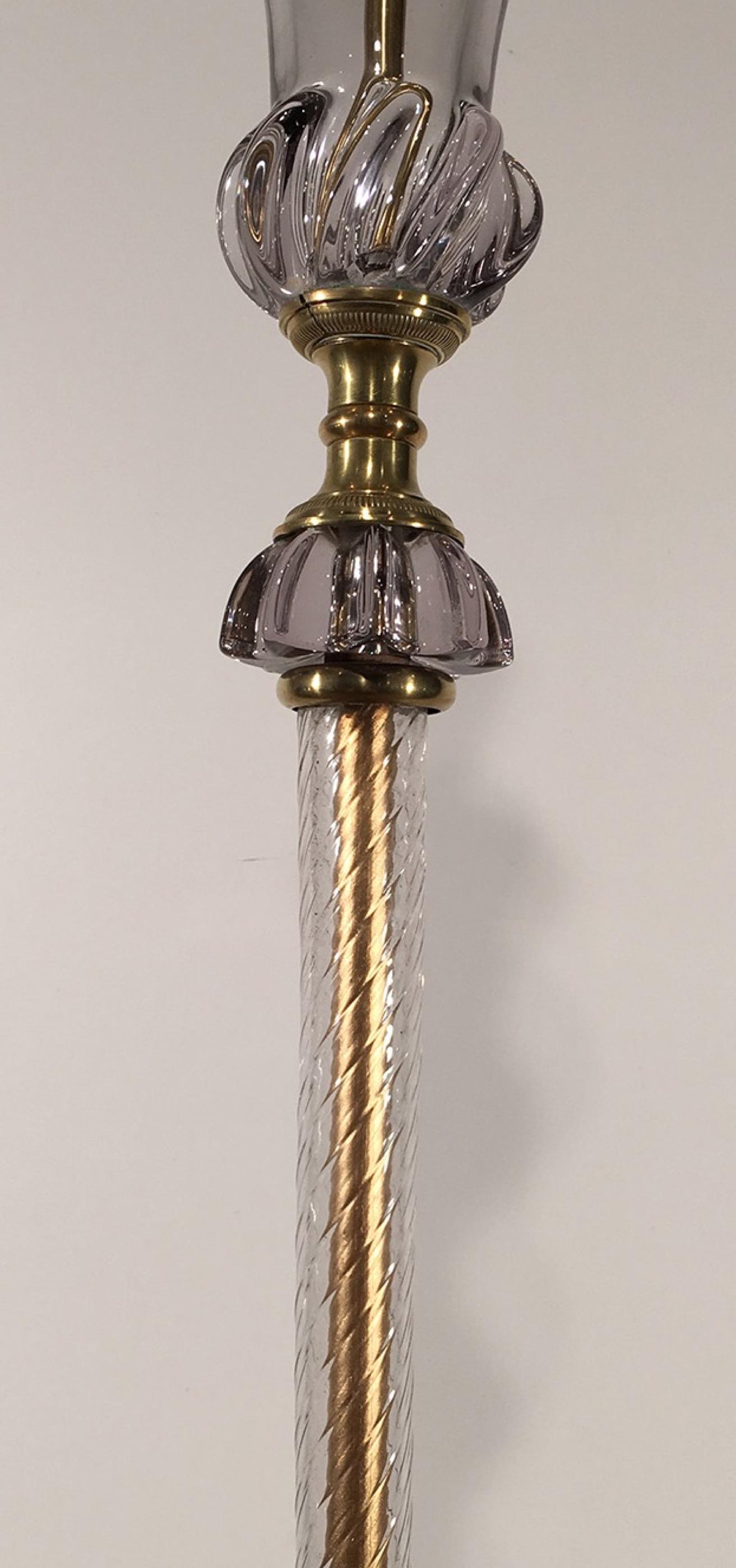 Mid-20th Century Attributed to Barovier & Toso, Murano Glass Floor Lamp, circa 1940 For Sale