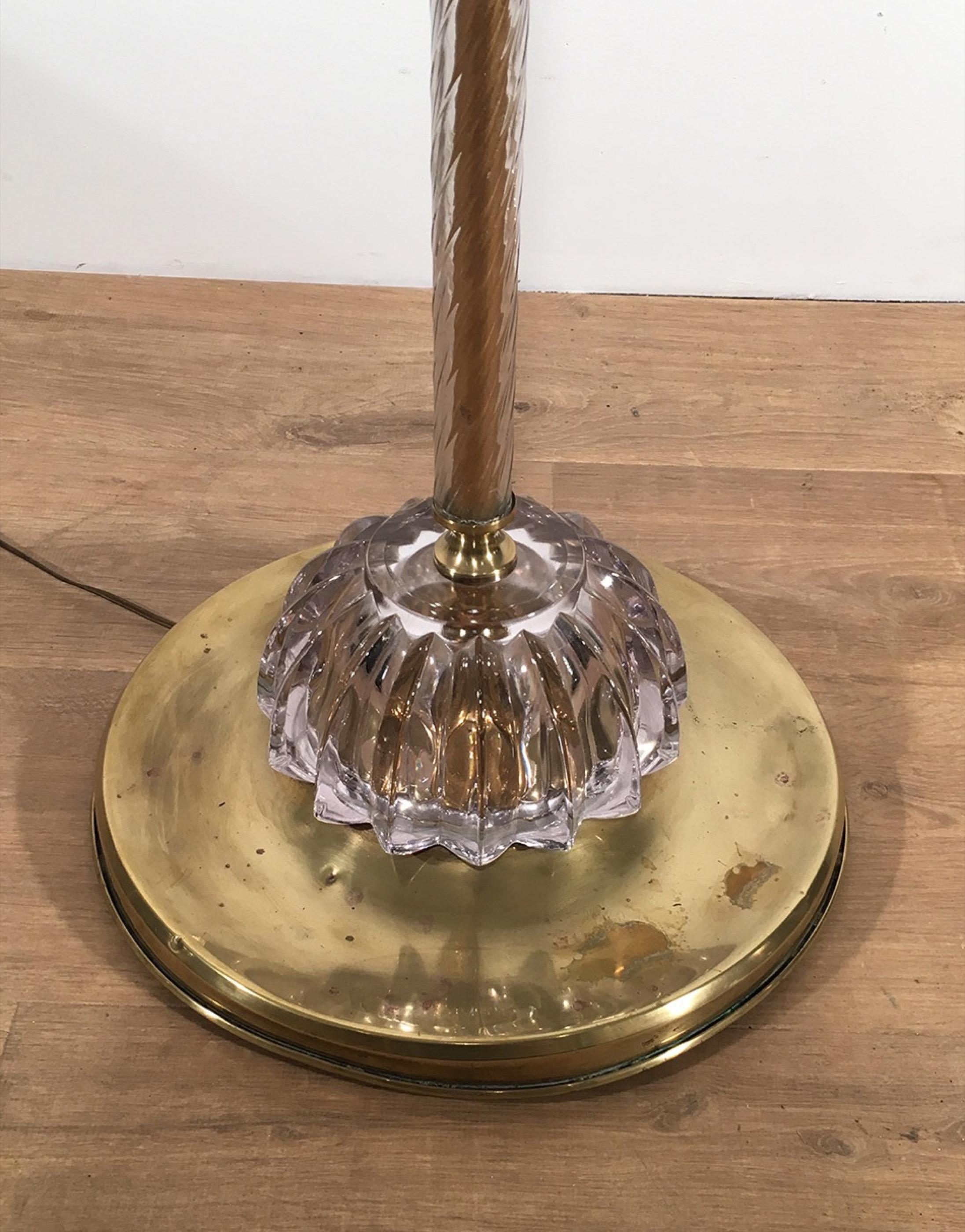 Attributed to Barovier & Toso, Murano Glass Floor Lamp, circa 1940 For Sale 2