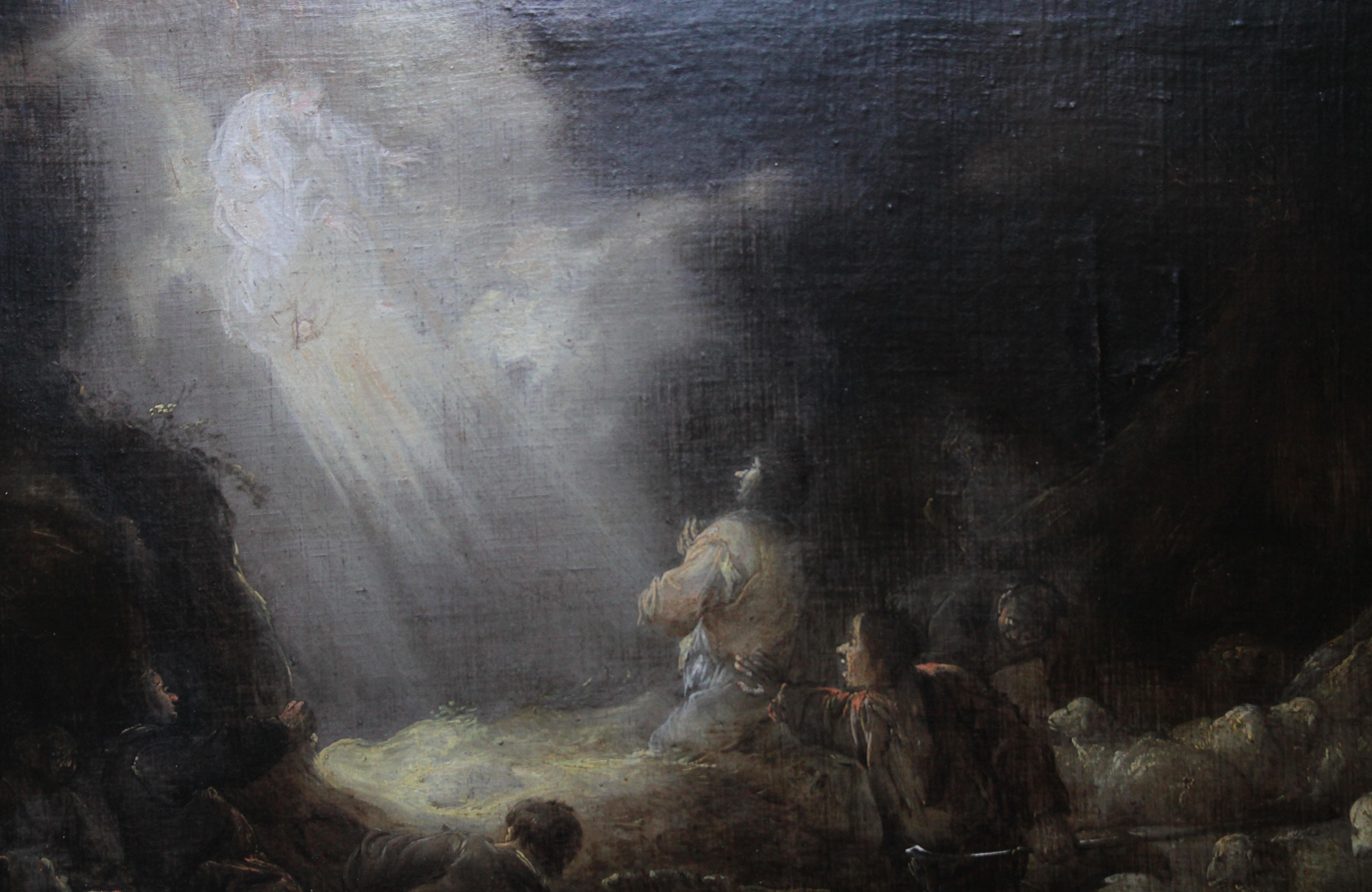 The Annunciation to the Shepherds – niederländisches religiöses Ölgemälde aus dem 17. Jahrhundert  im Angebot 4